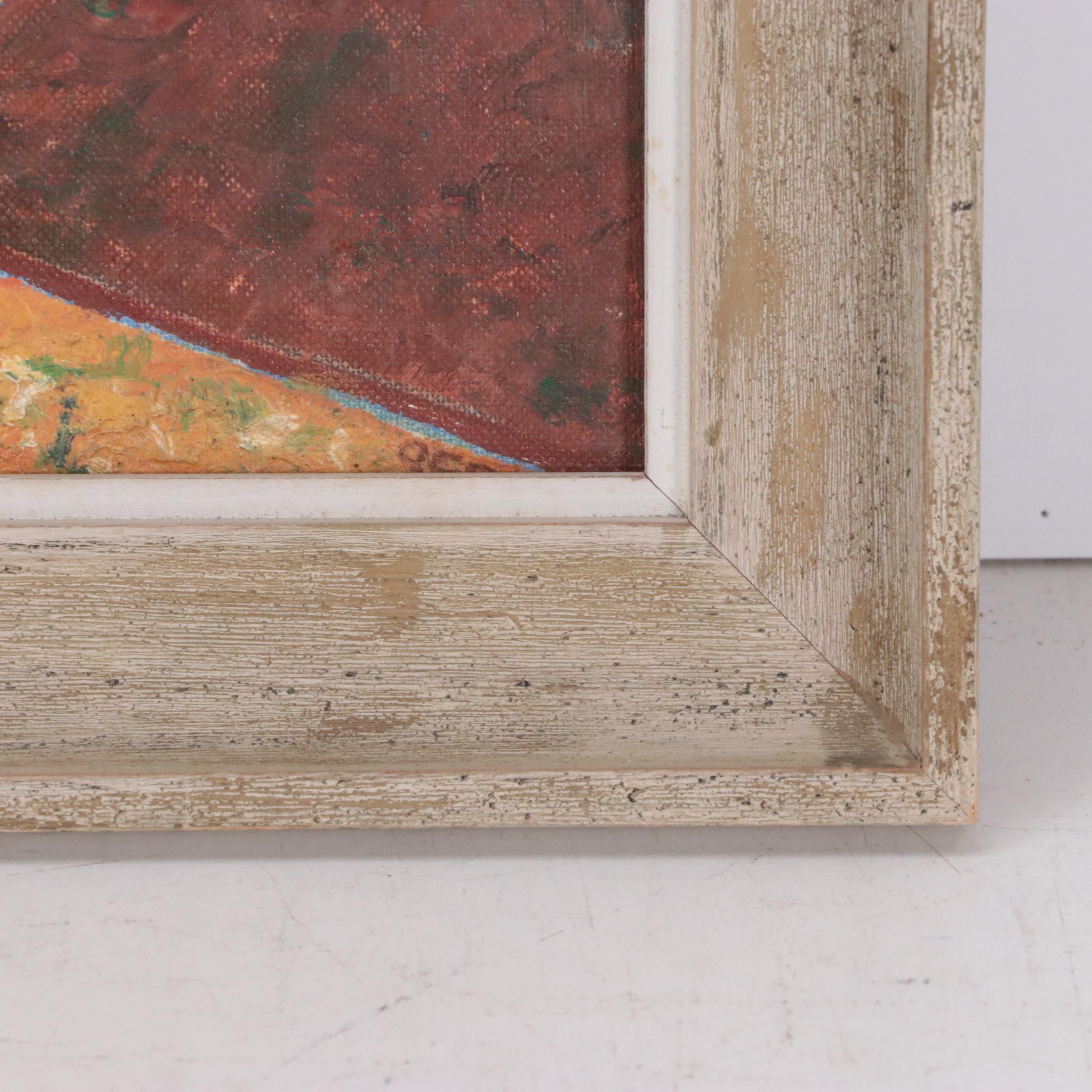 Oliver Clarry Oil Painting Cityscape "Study in Brown," Mid-20th Century