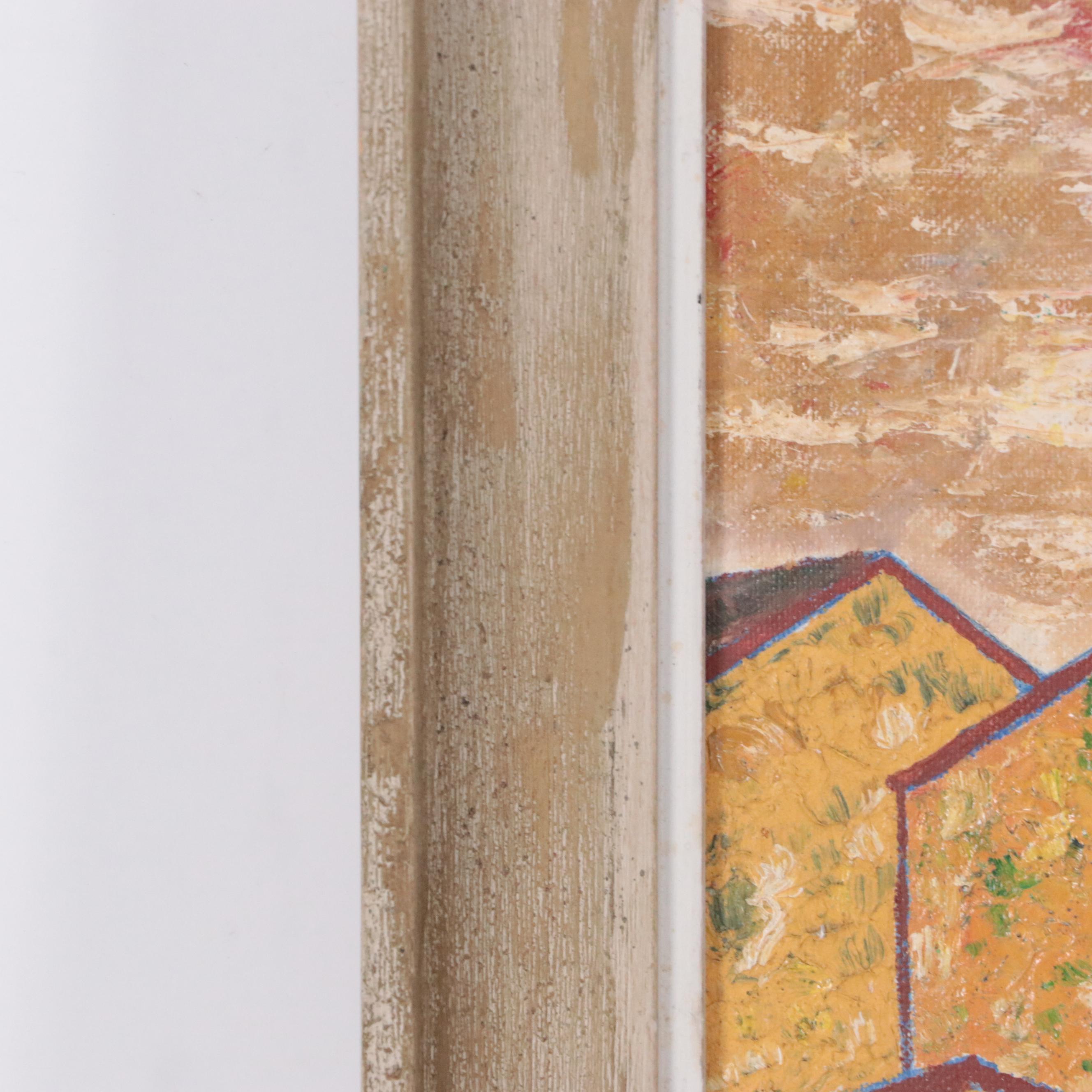 Oliver Clarry Oil Painting Cityscape "Study in Brown," Mid-20th Century