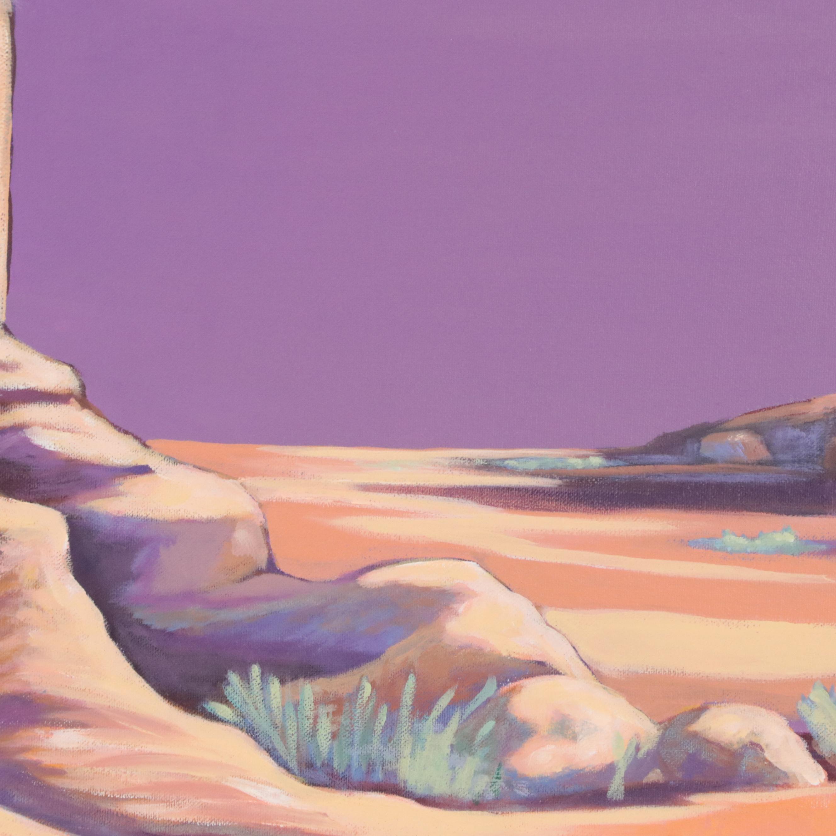 L. Hils Hafele Desert Landscape Acrylic Painting, 1990