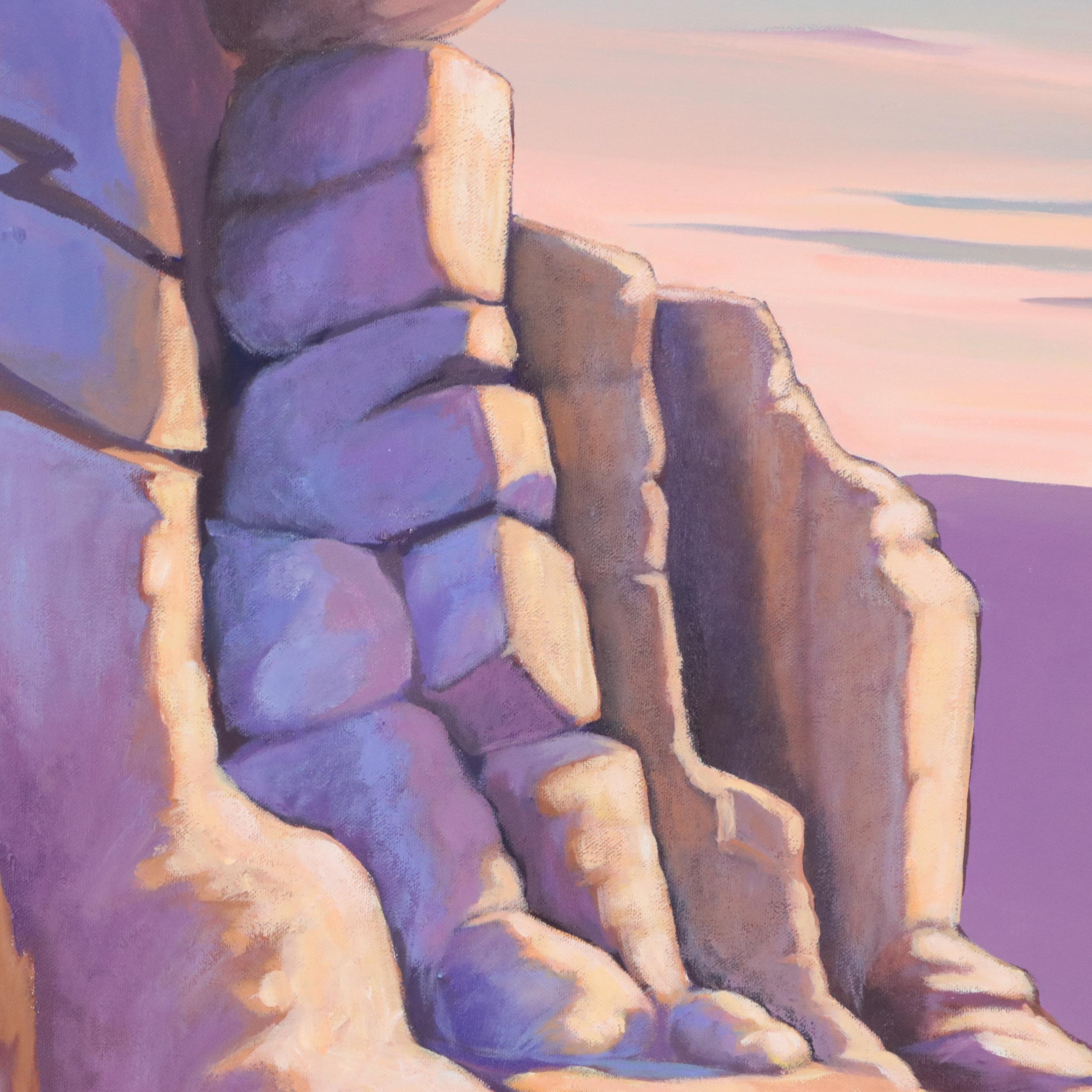 L. Hils Hafele Desert Landscape Acrylic Painting, 1990