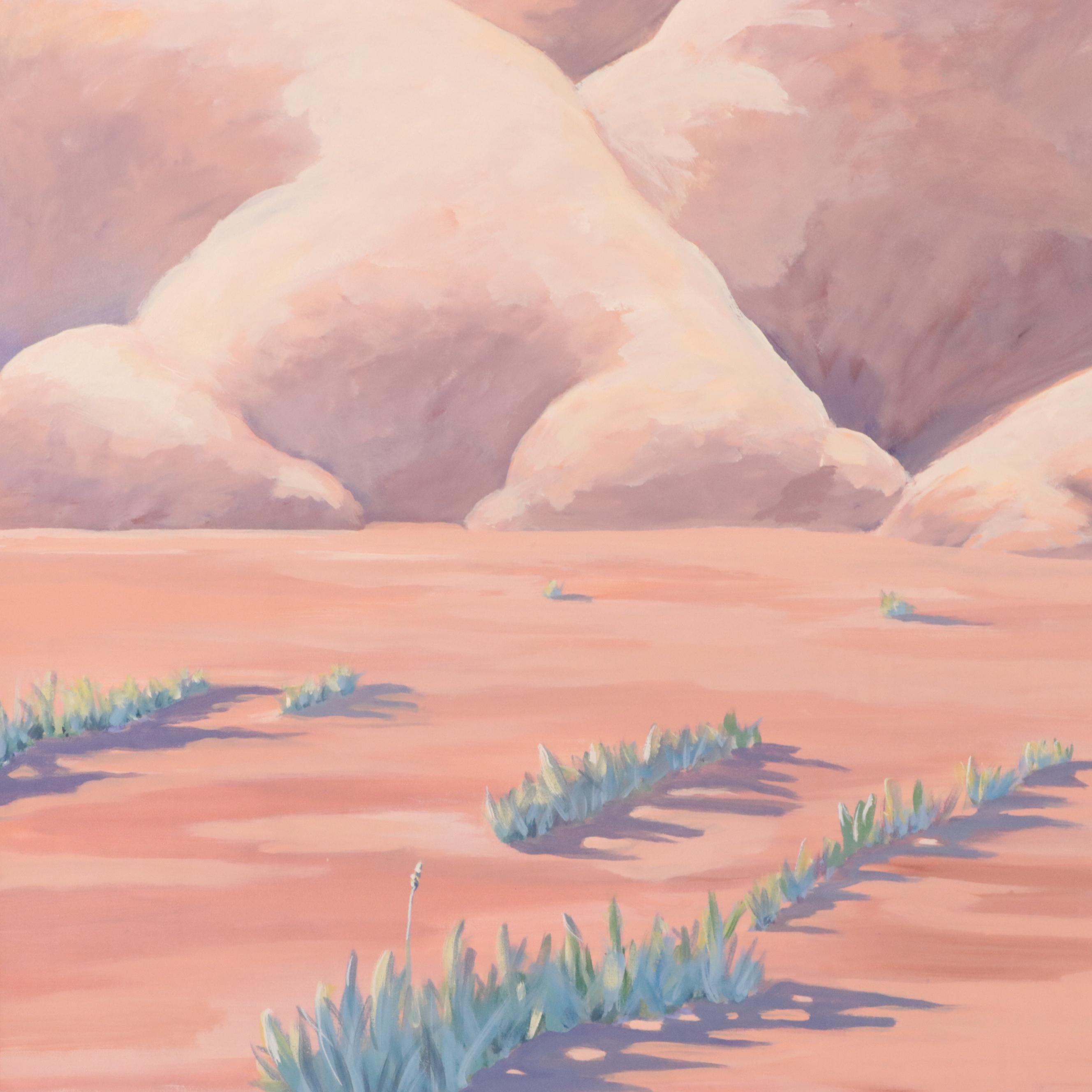 L. Hils Hafele Desert Landscape Acrylic Painting, 1989