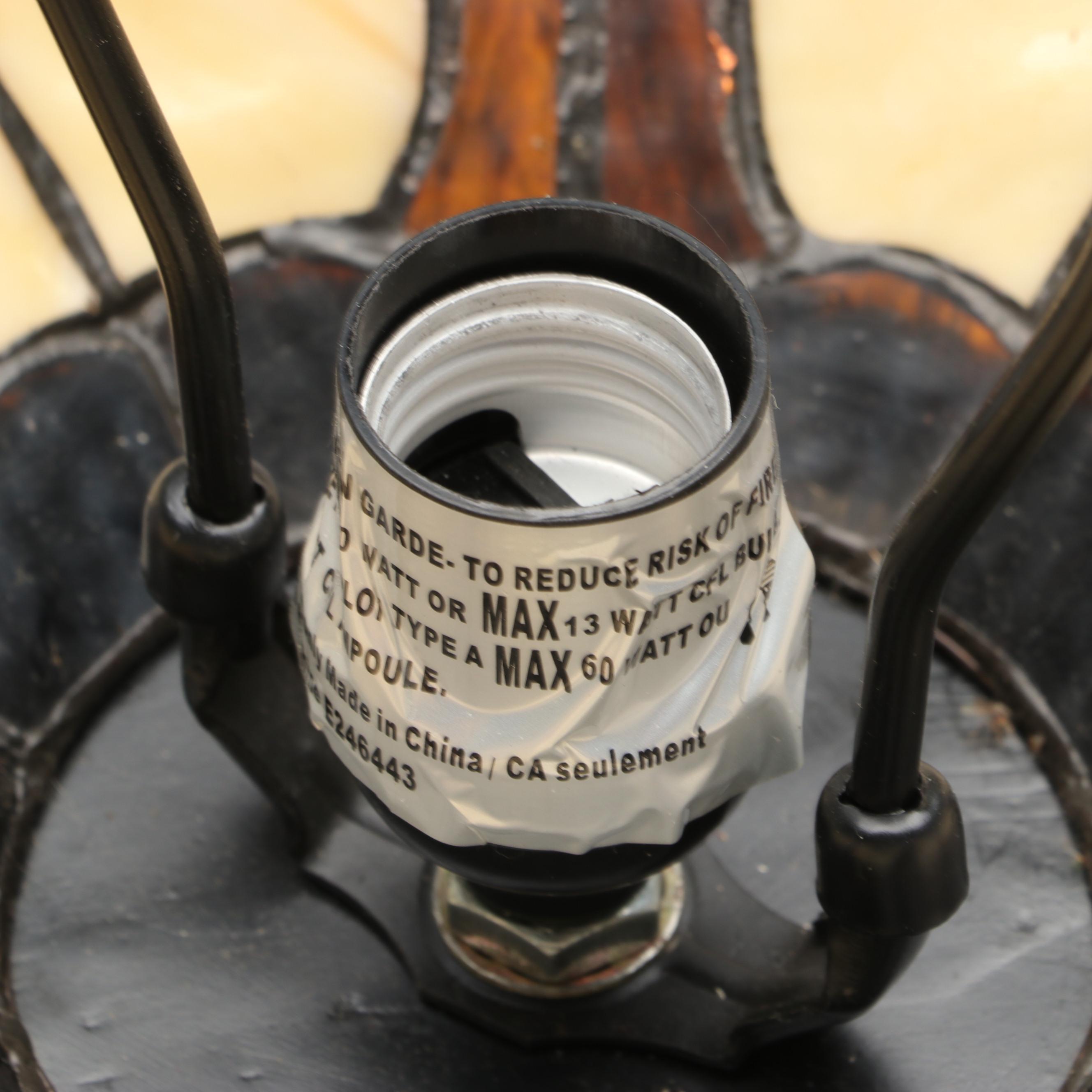 Art Nouveau Style Orb Slag Glass and Bronzed Resin Table Lamp,  Contemporary