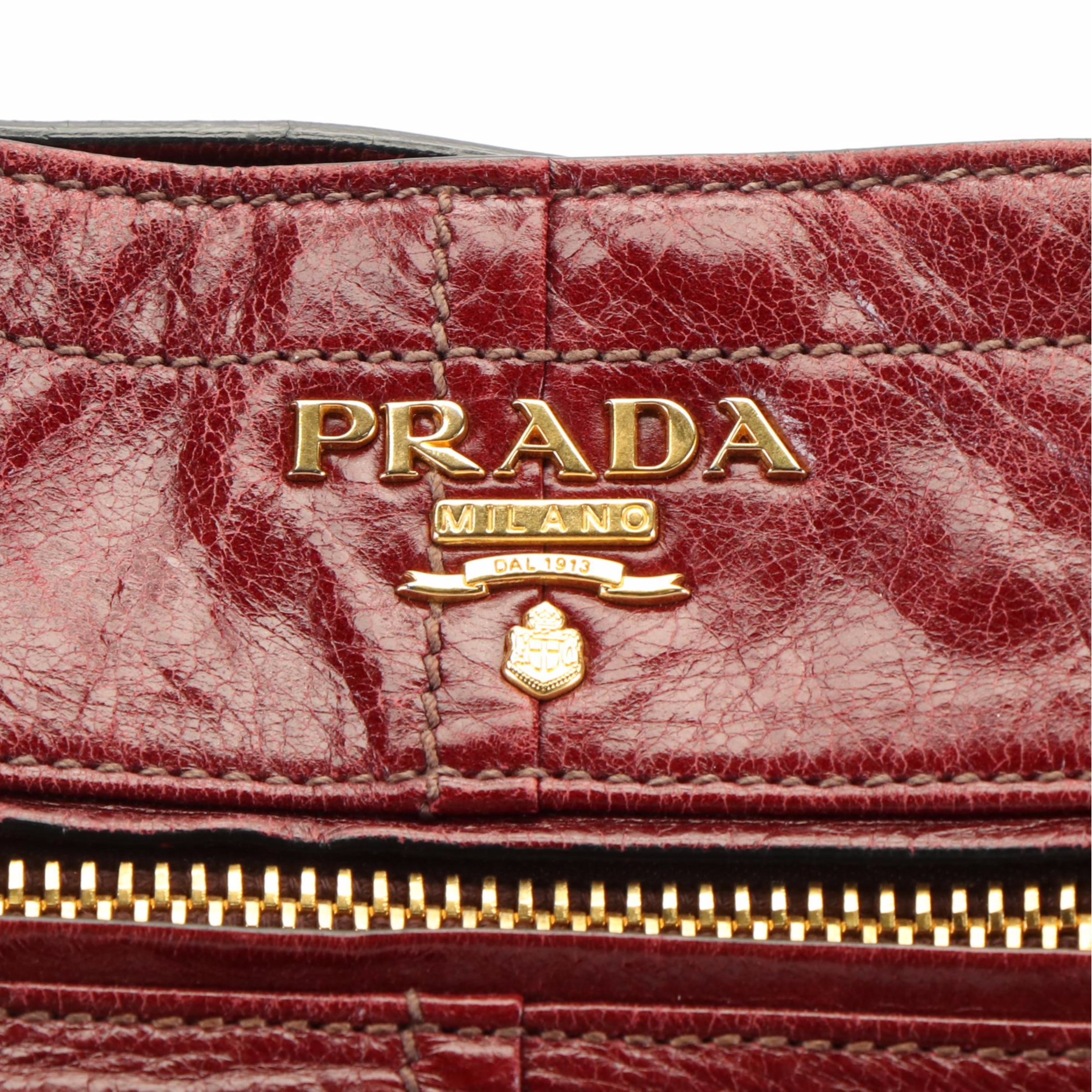 Prada Rubino Dark Red Vitello Shine Leather Tote Bag
