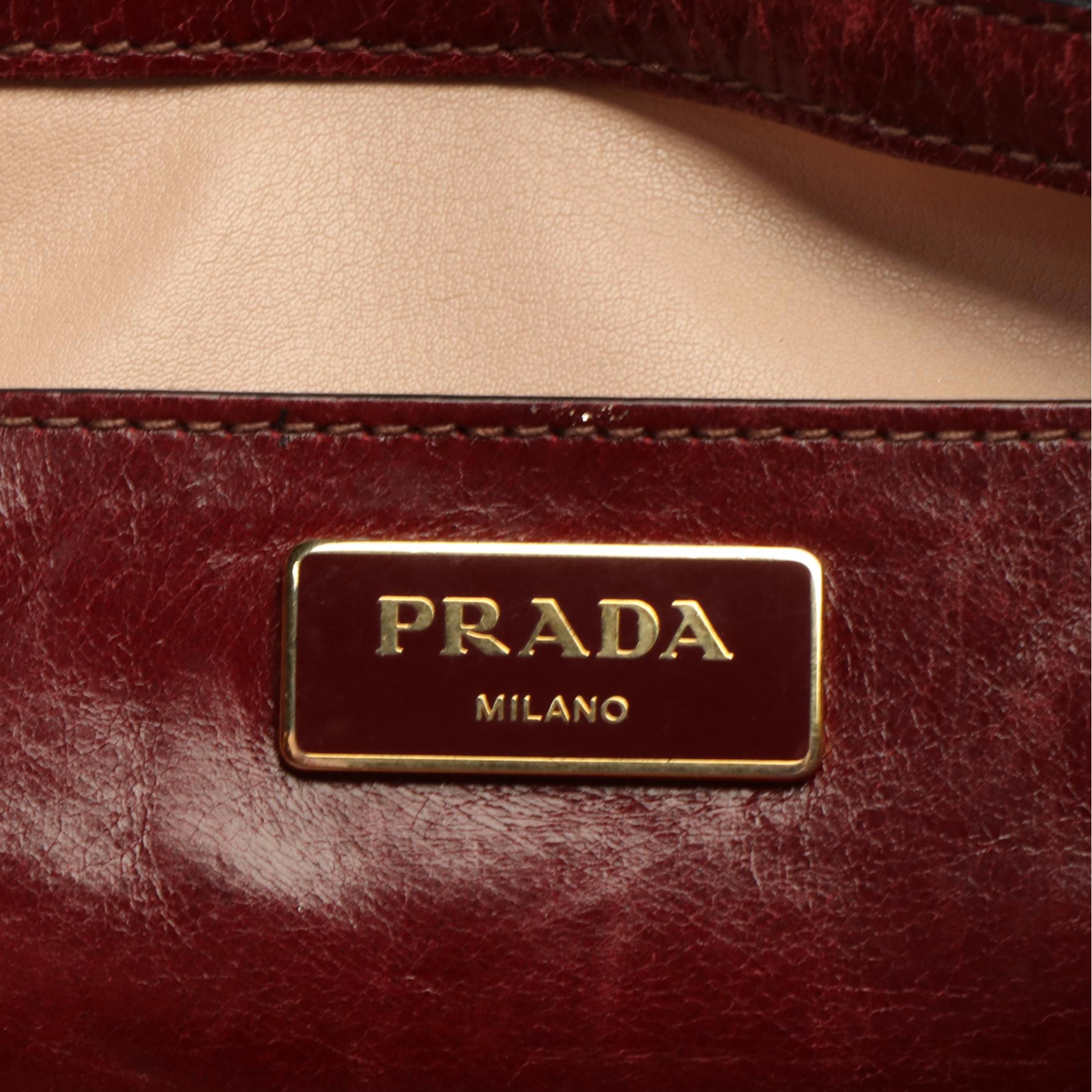 Prada Rubino Dark Red Vitello Shine Leather Tote Bag