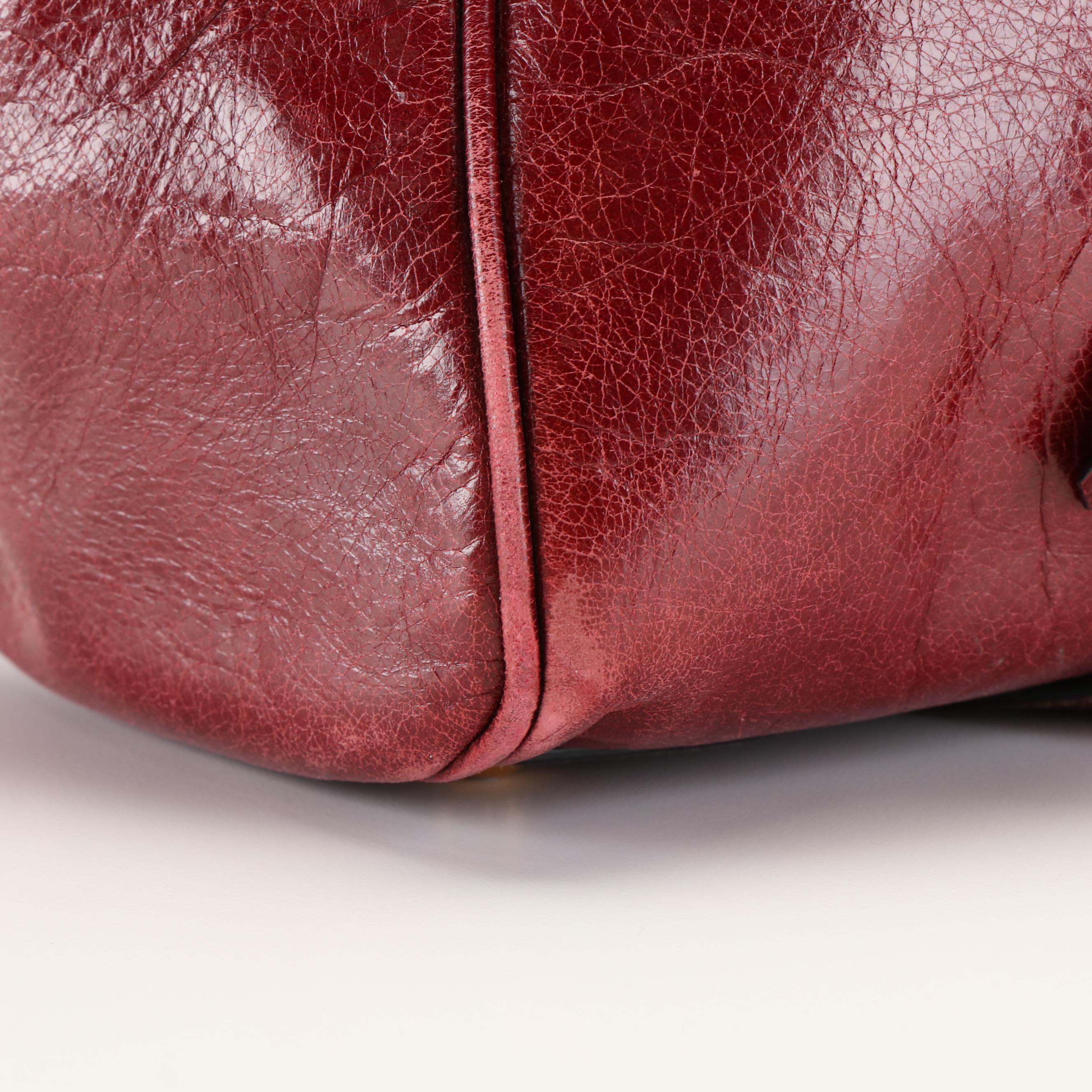 Prada Rubino Dark Red Vitello Shine Leather Tote Bag