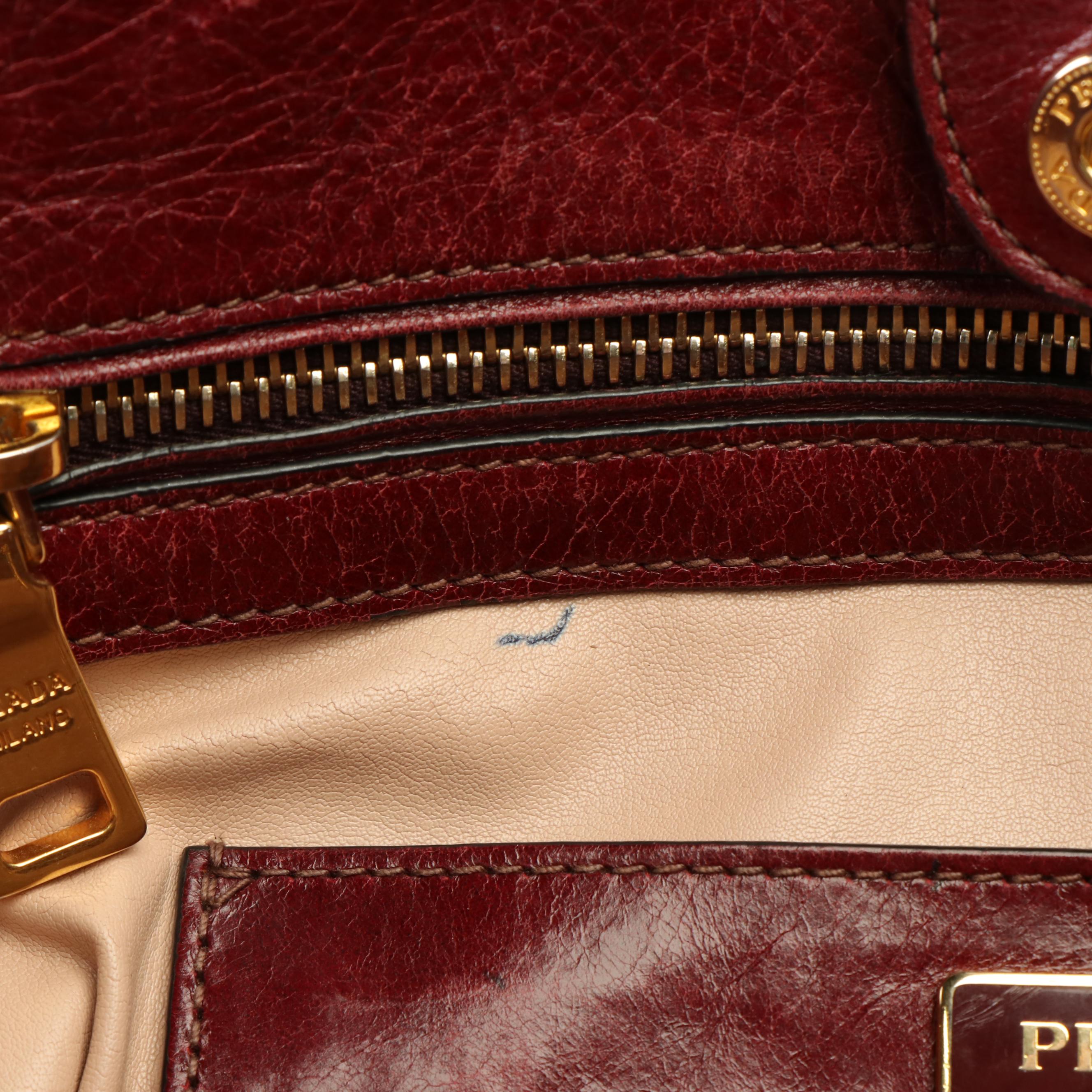 Prada Rubino Dark Red Vitello Shine Leather Tote Bag