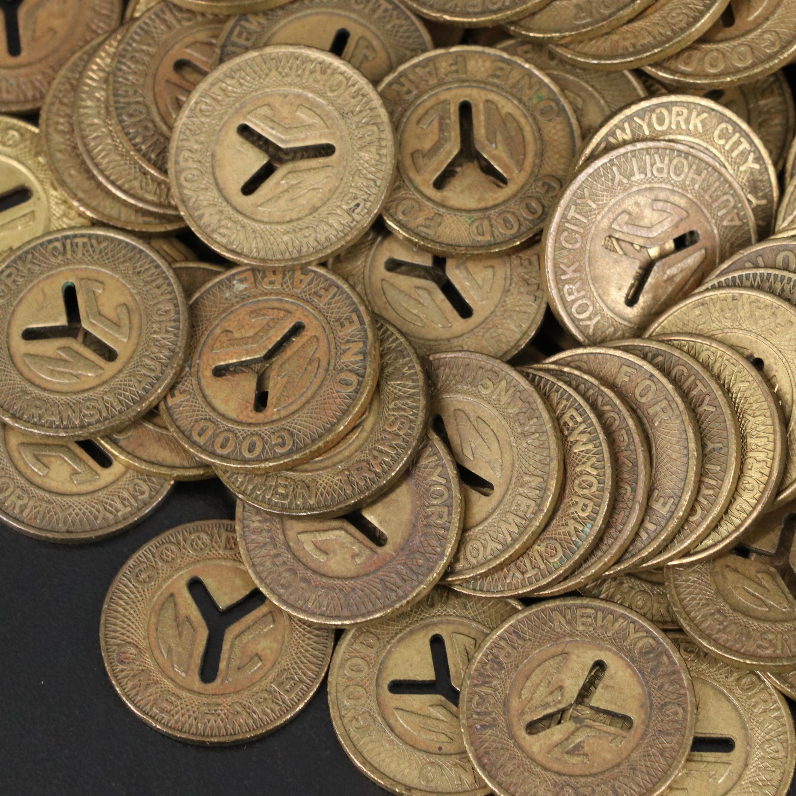 Collection of New York Transit and Subway Tokens