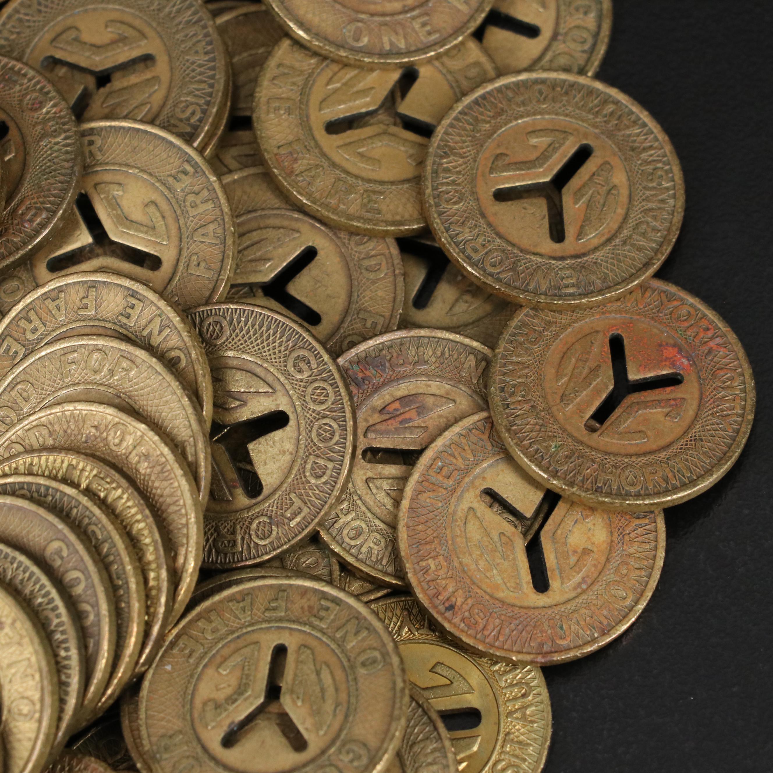 Collection of New York Transit and Subway Tokens