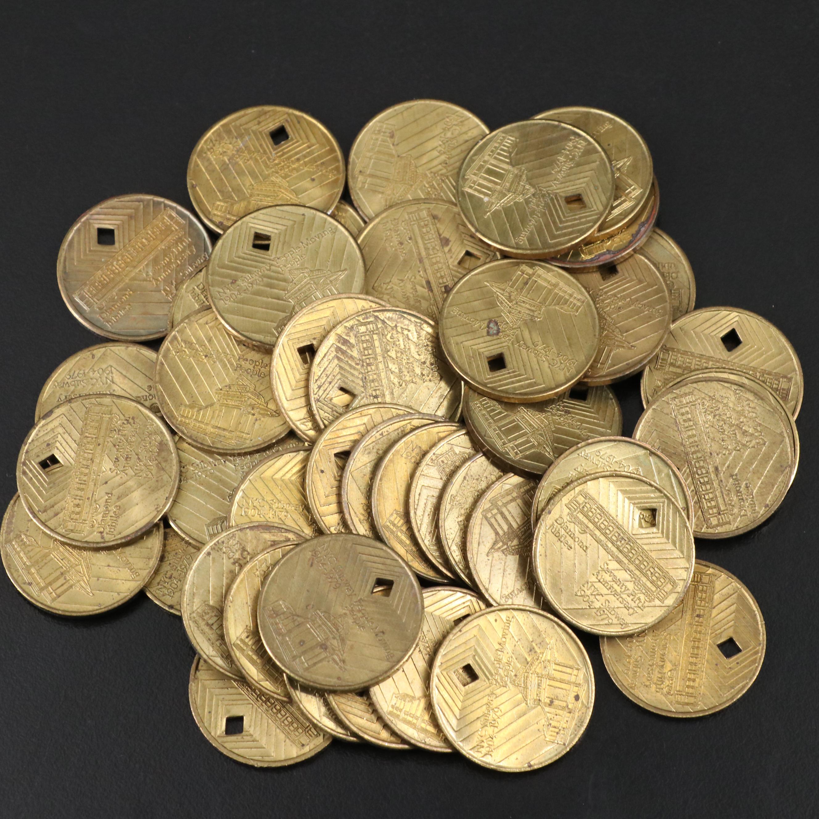 Collection of New York Transit and Subway Tokens
