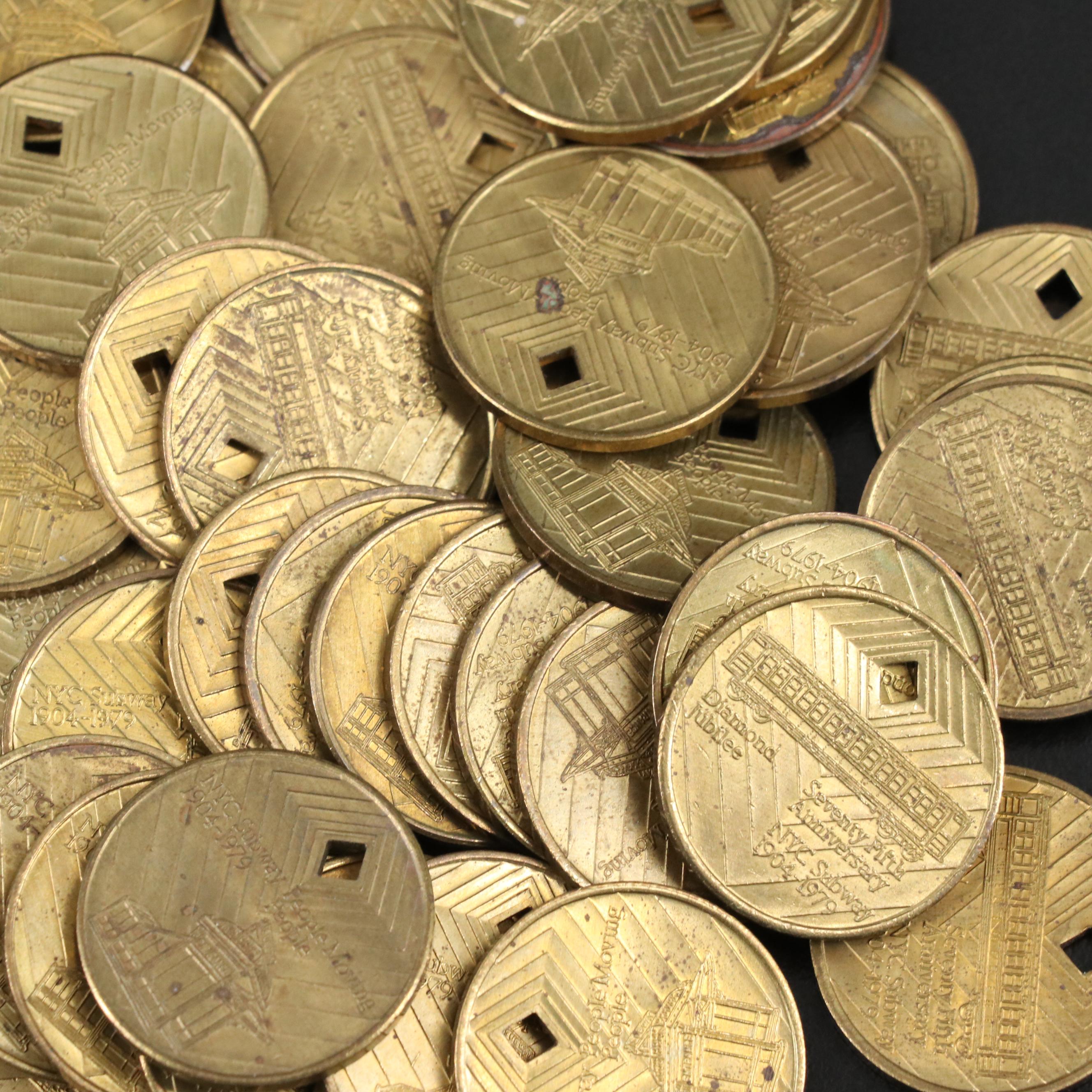 Collection of New York Transit and Subway Tokens