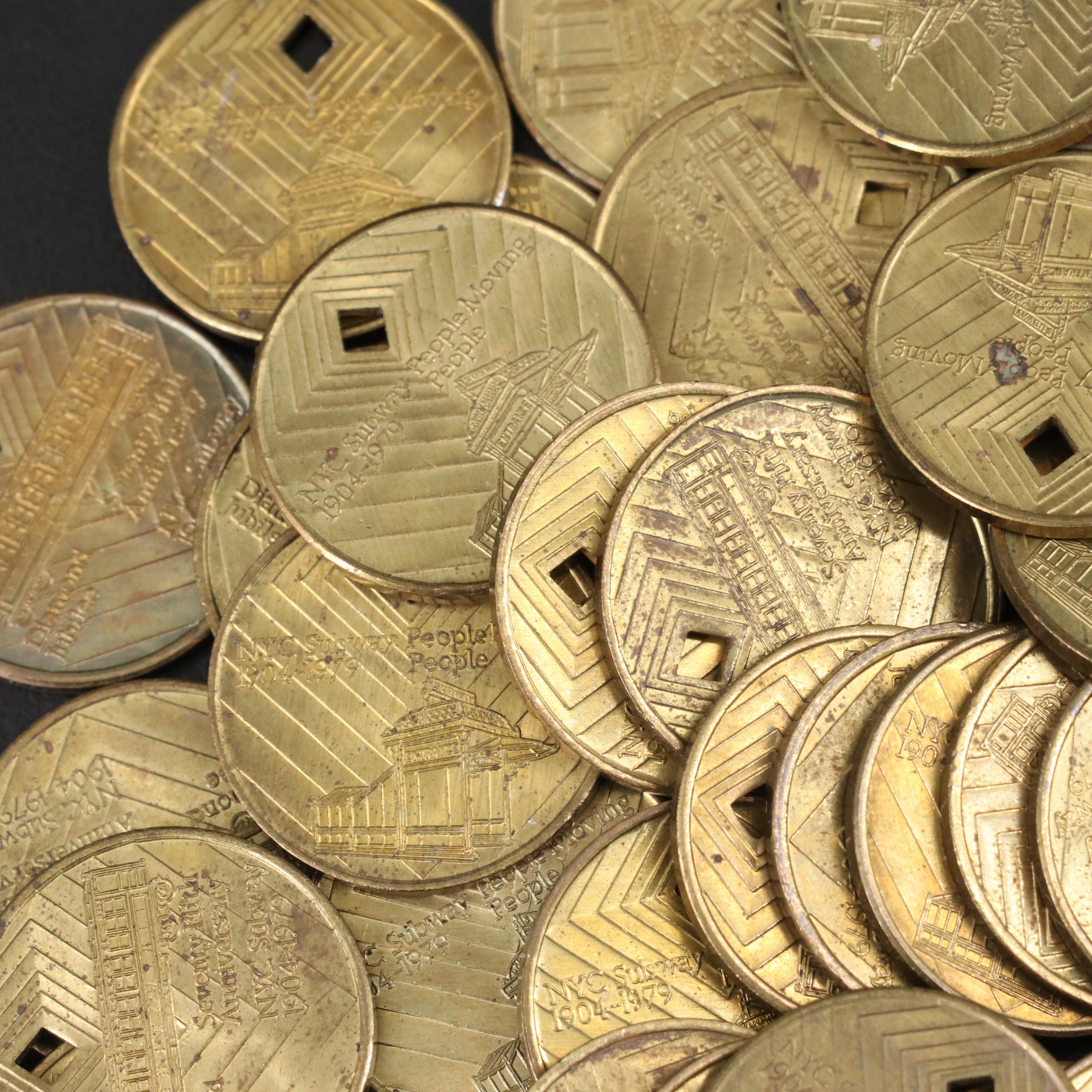 Collection of New York Transit and Subway Tokens