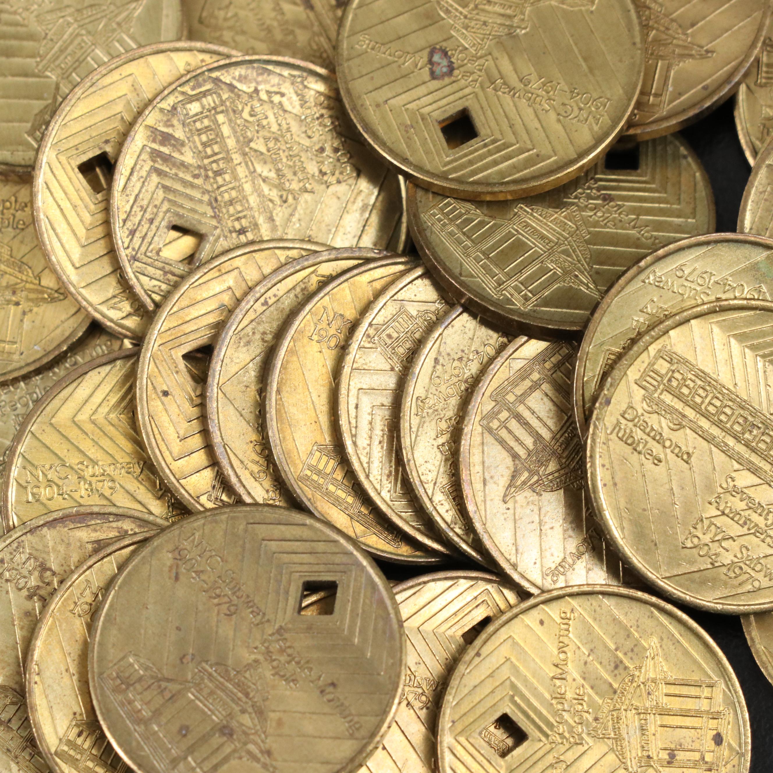 Collection of New York Transit and Subway Tokens