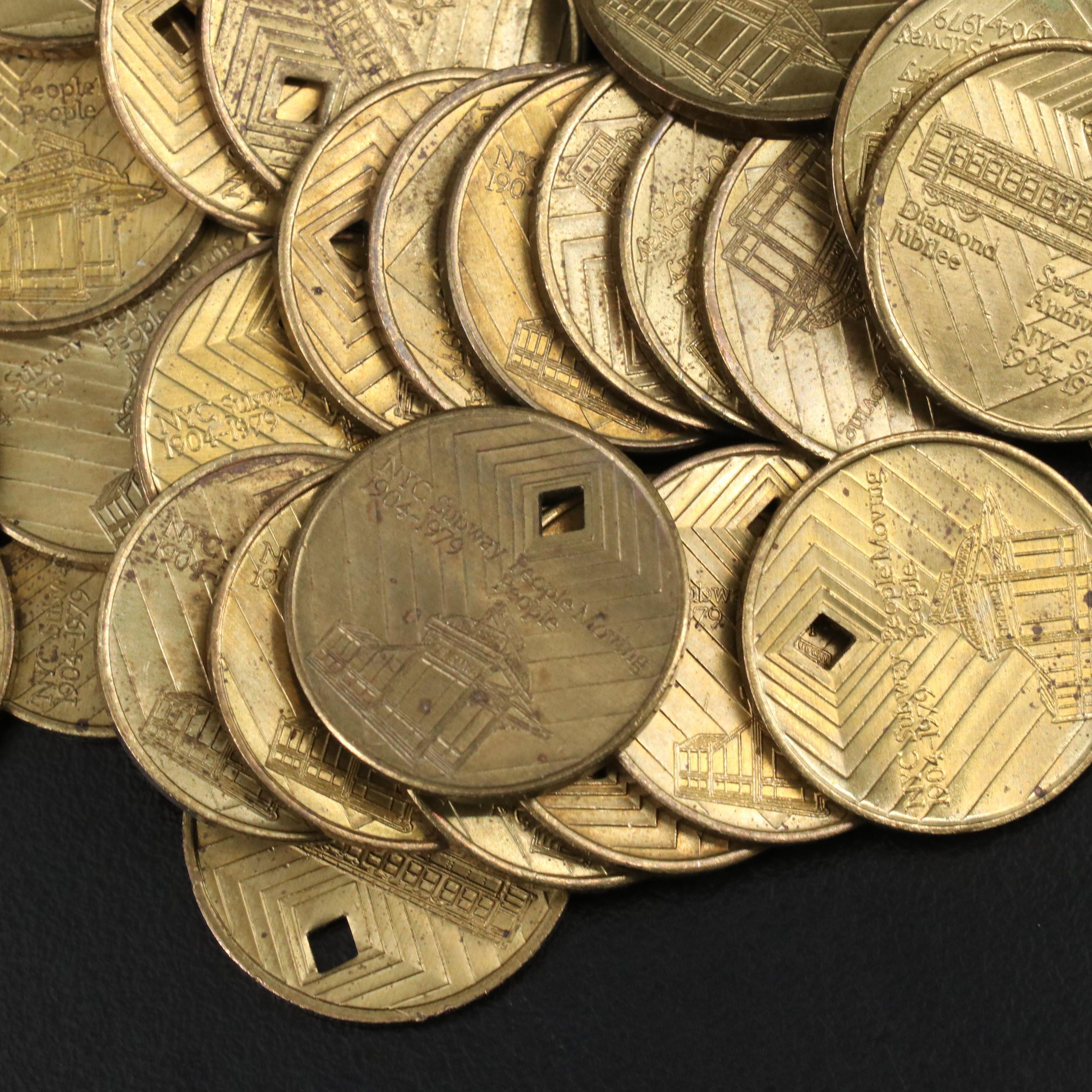 Collection of New York Transit and Subway Tokens