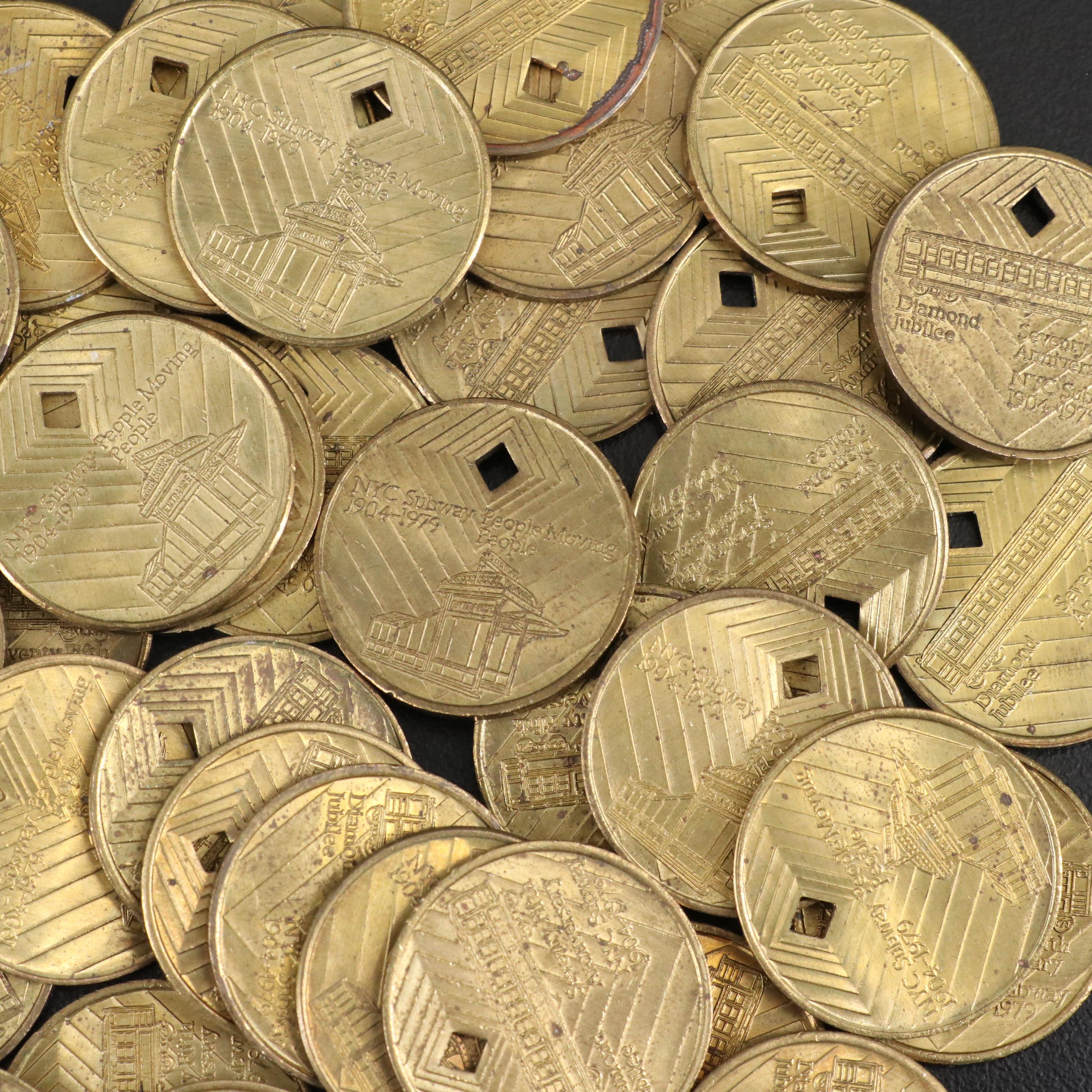 Collection of New York Transit and Subway Tokens
