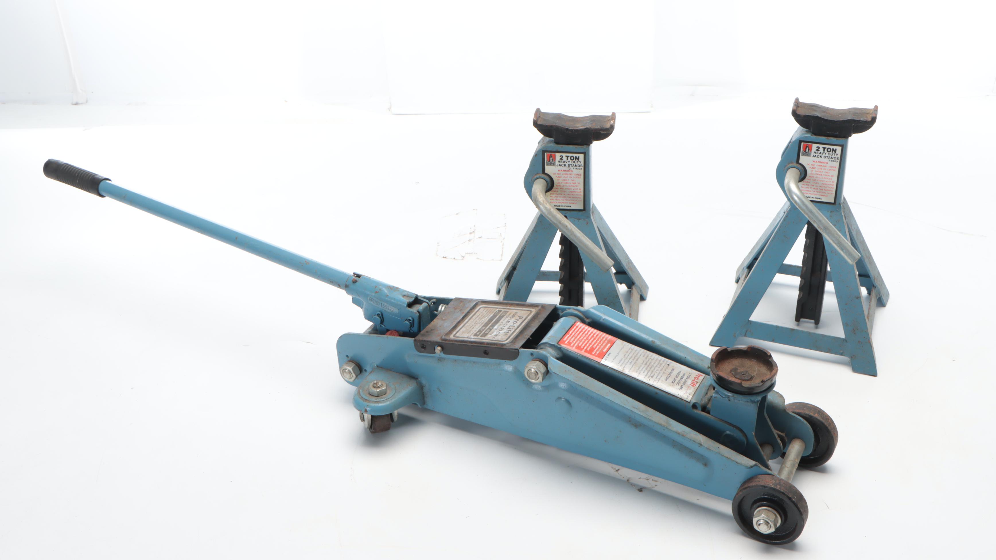 Pro-Lift 4000-Lb. Floor Jack, T-Bar Socket, 2-Ton Heavy Jack Stands, Ramps