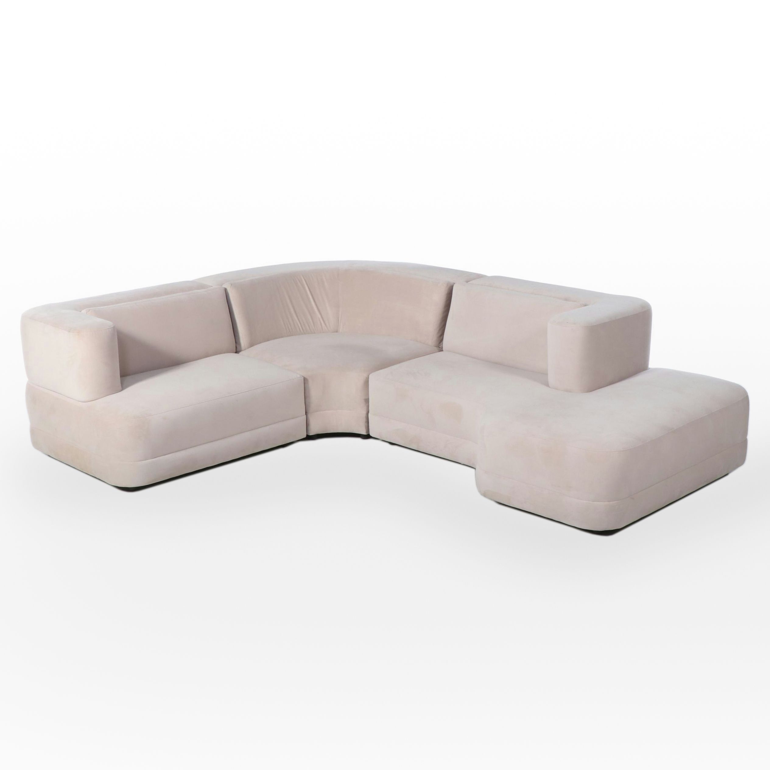 Z Gallerie Bergamo Modernist Style Sectional in Bella Velvet Pearl Upholstery
