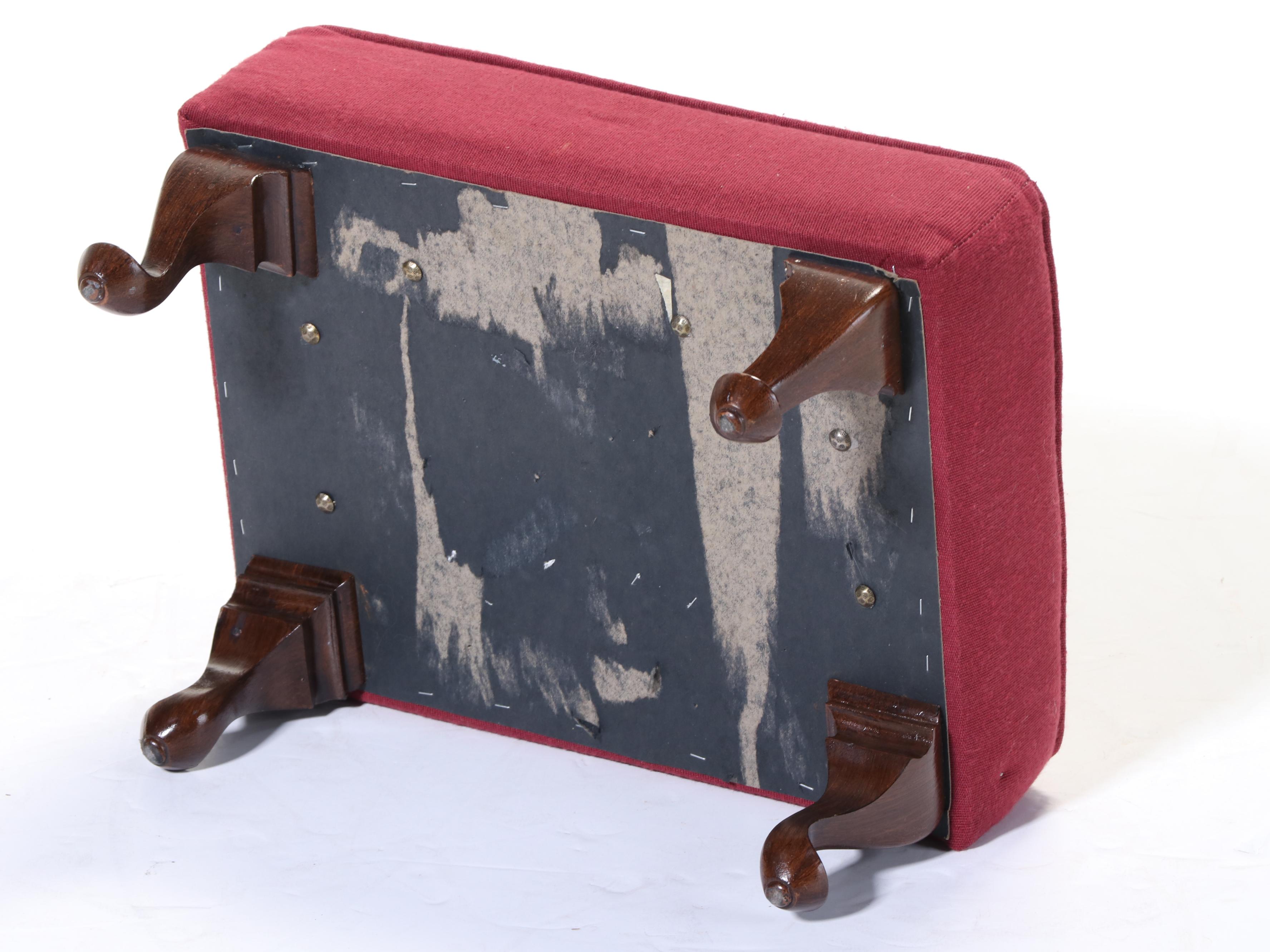 Queen Anne Style Footstool with Doll-Motif Tapestry Upholstery