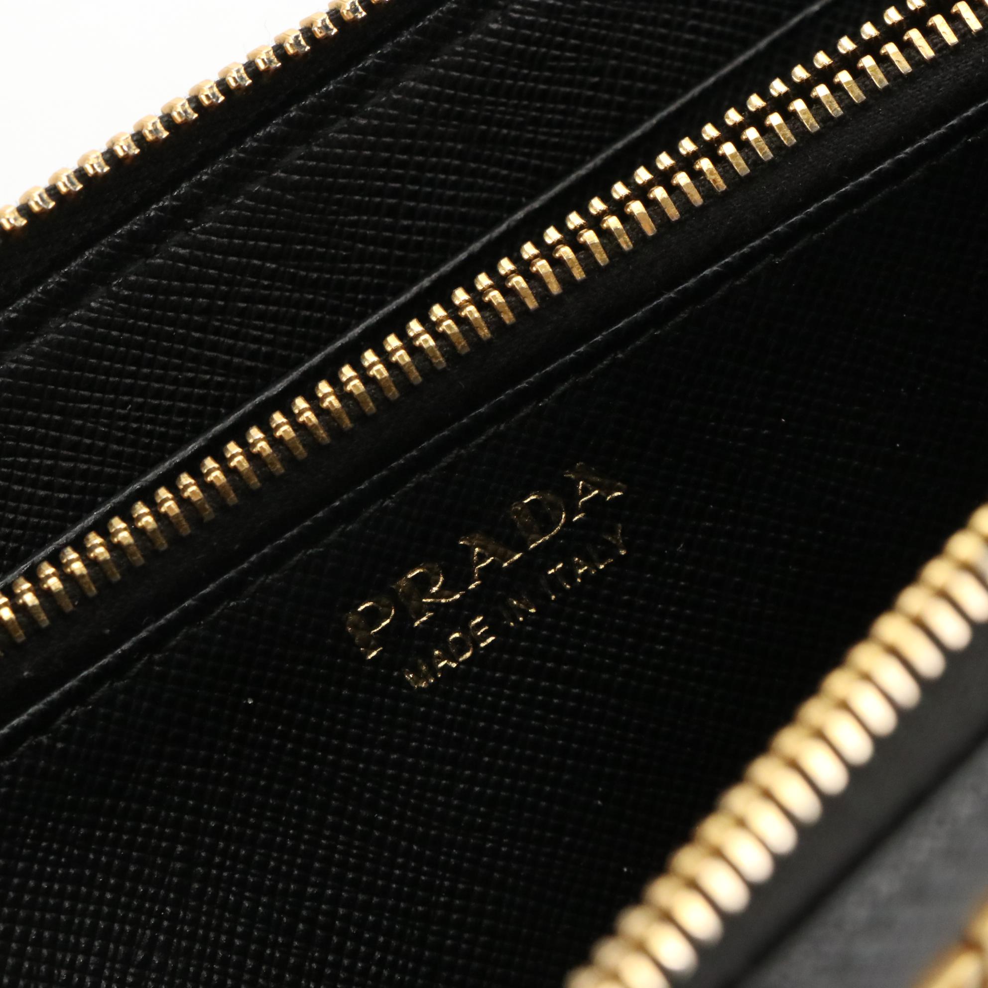 Prada Black Saffiano Leather Zip-Around Wallet