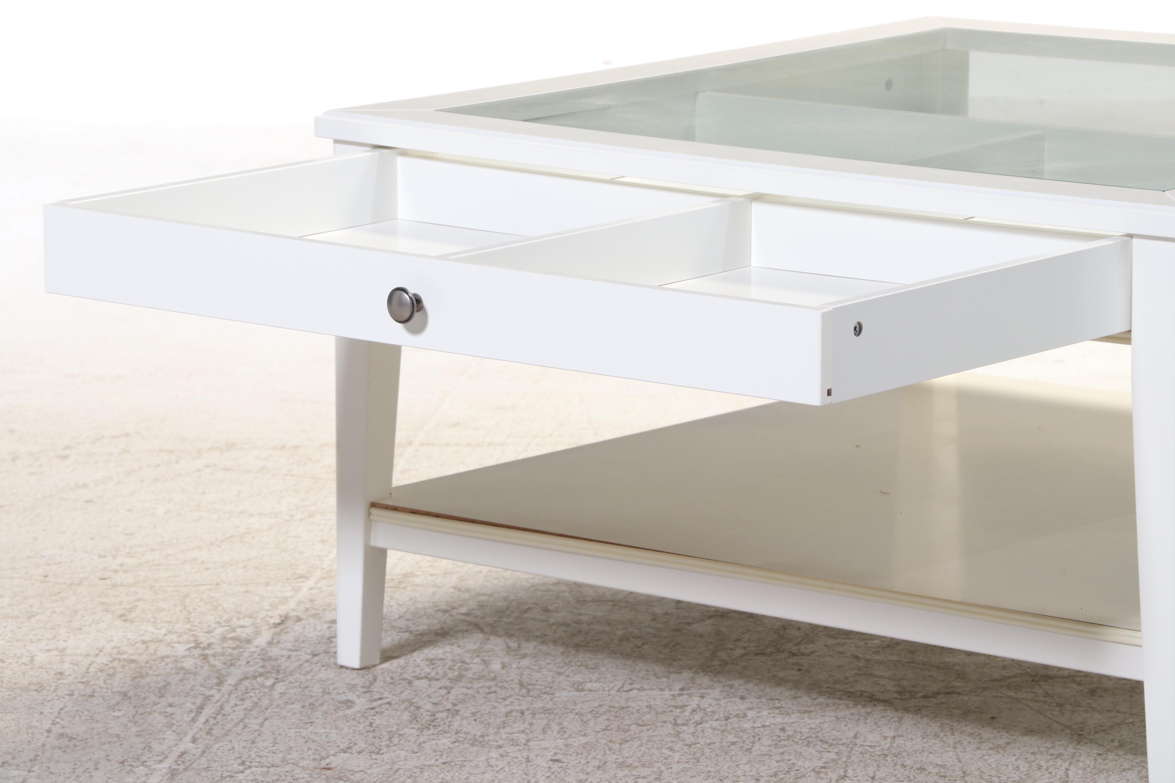 IKEA "Liatorp" White-Painted Vitrine Coffee Table