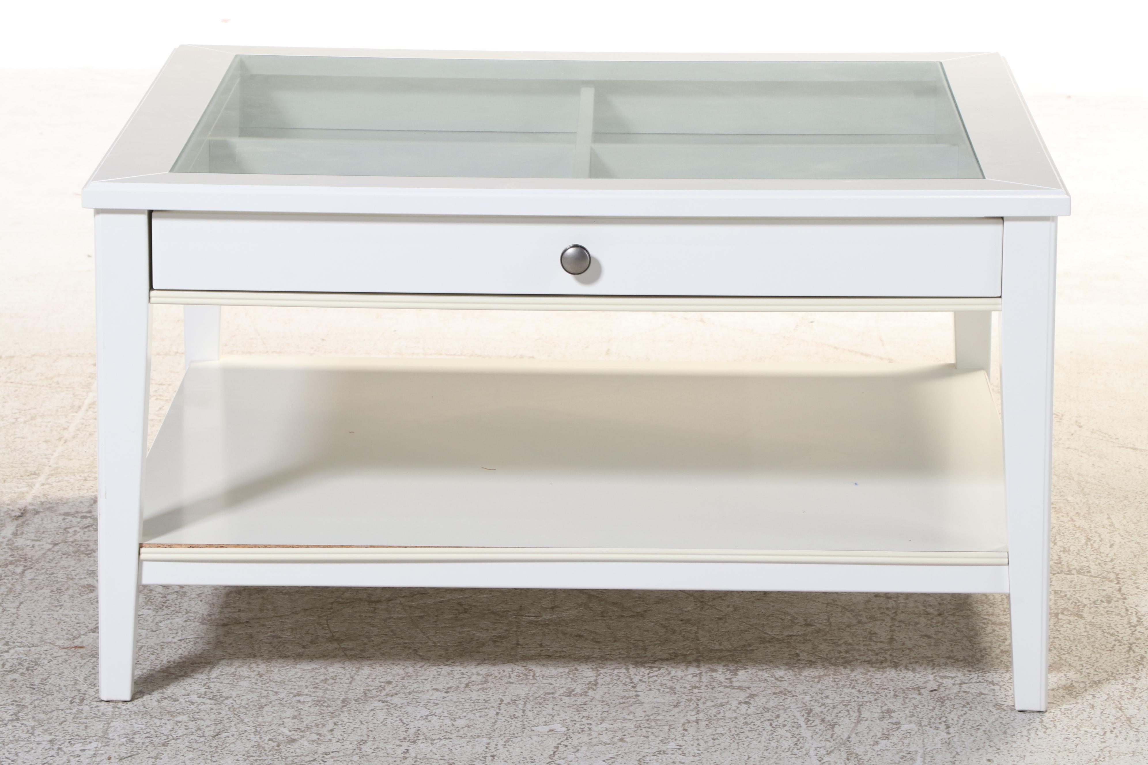 IKEA "Liatorp" White-Painted Vitrine Coffee Table