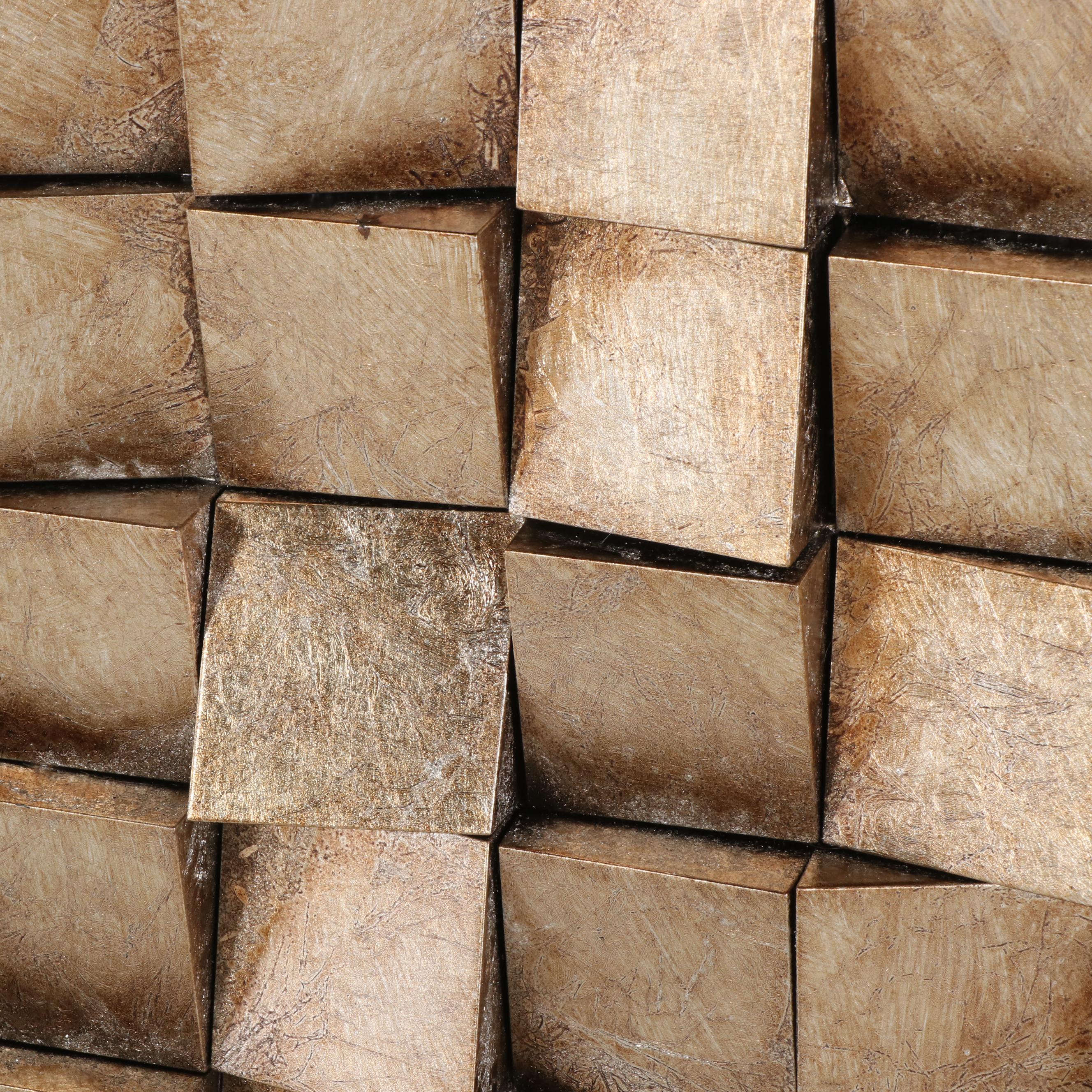 Empire Art Direct Contemporary Bronzed & Golden Metallic Angled Block Wall Decor