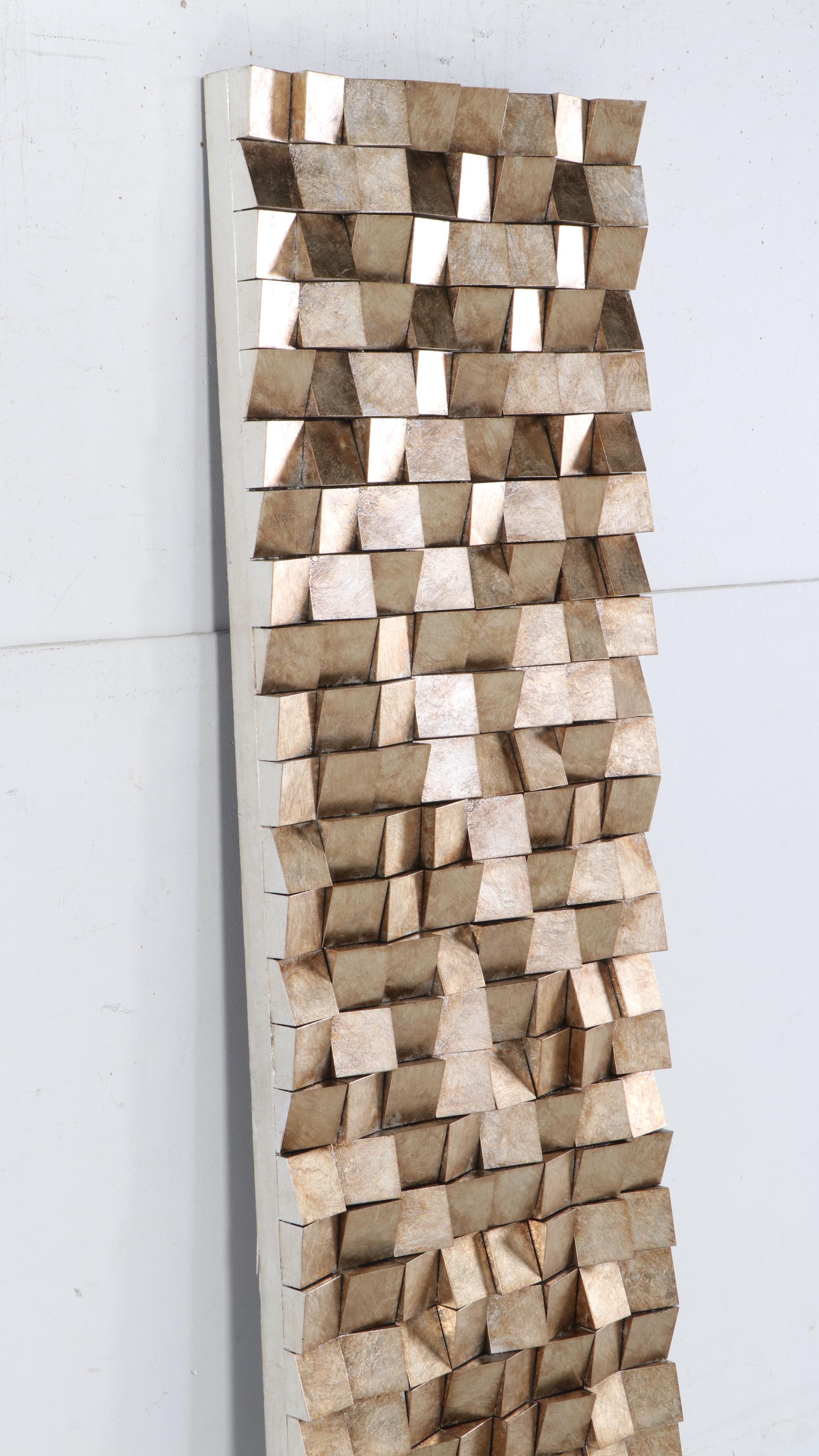 Empire Art Direct Contemporary Bronzed & Golden Metallic Angled Block Wall Decor