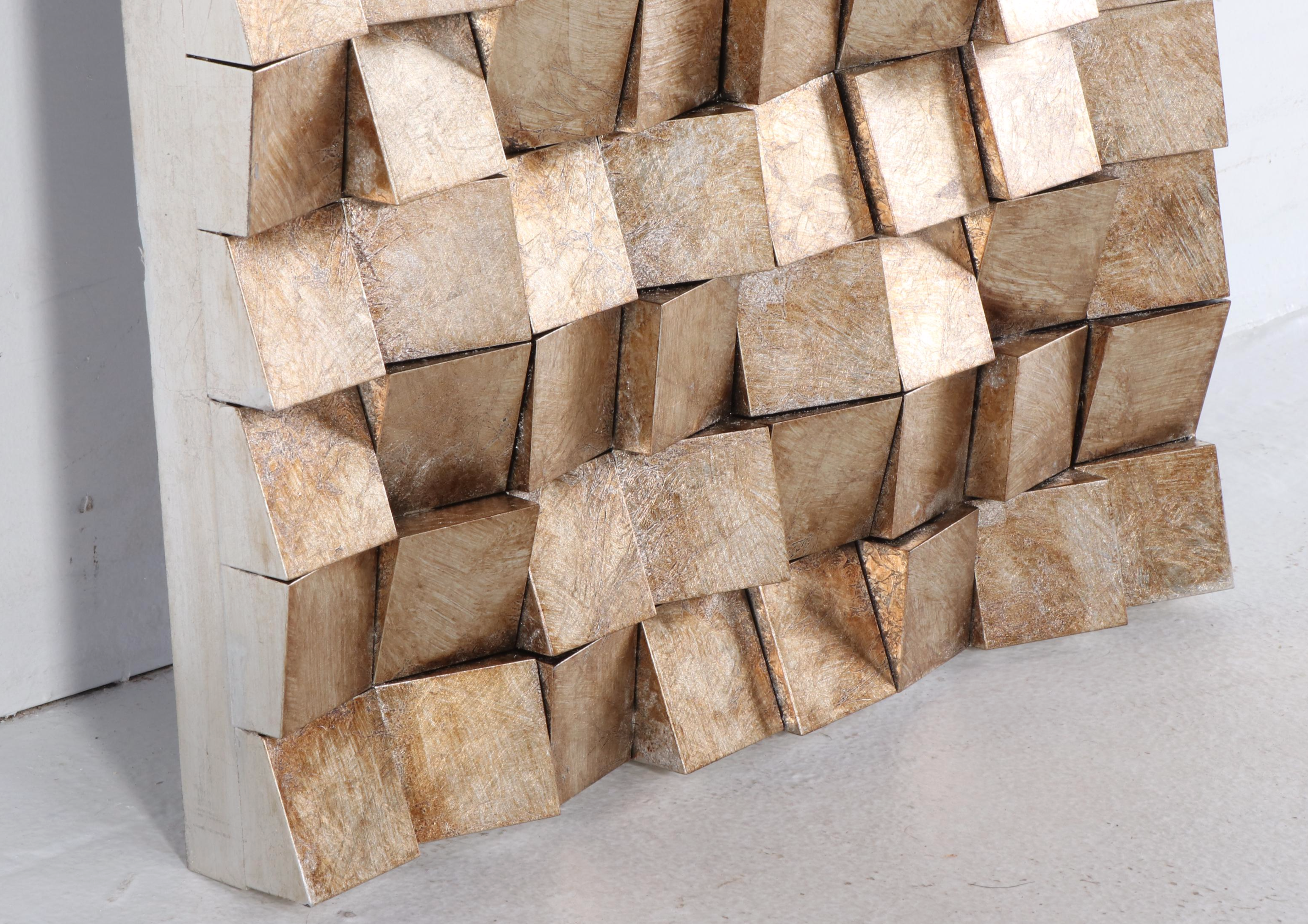 Empire Art Direct Contemporary Bronzed & Golden Metallic Angled Block Wall Decor