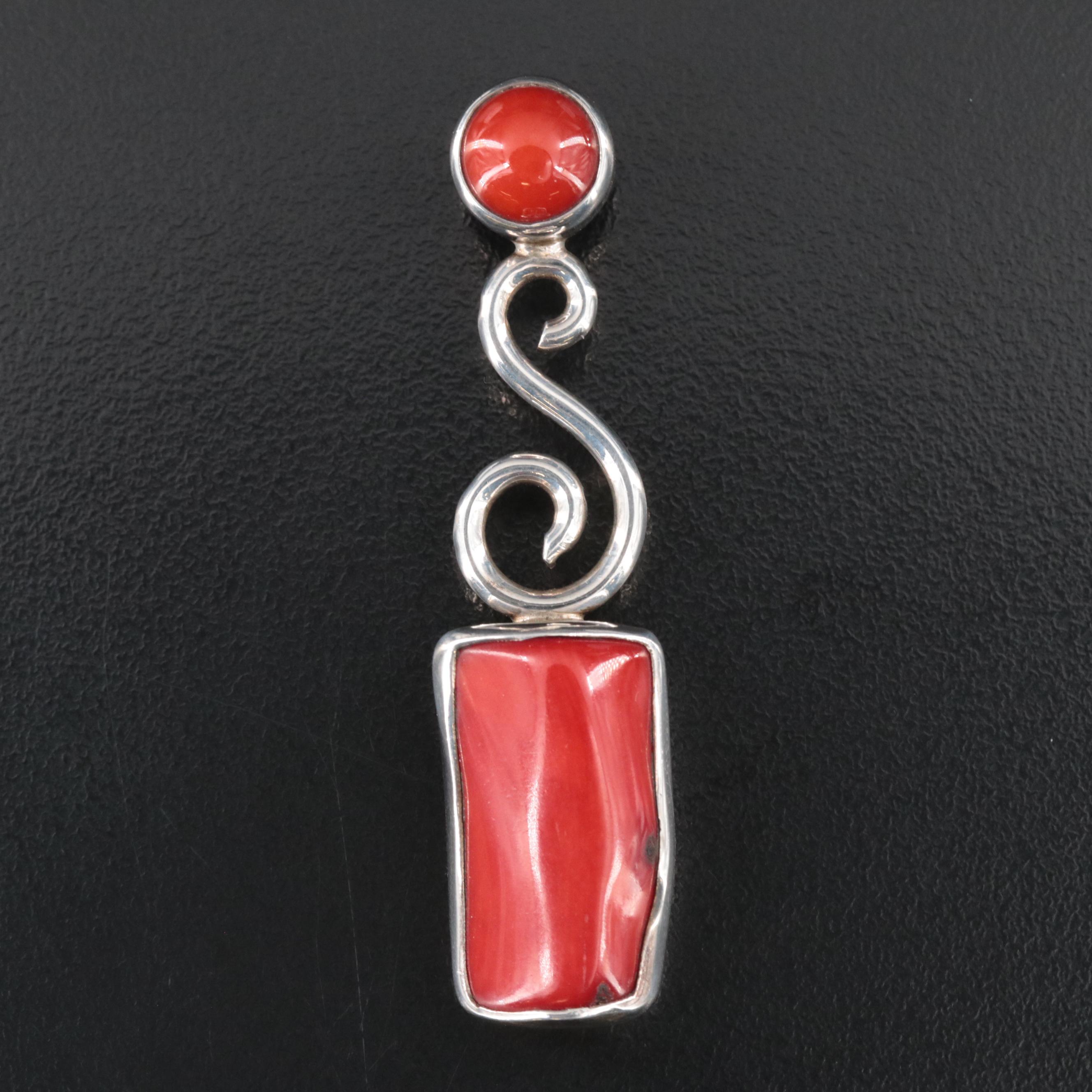 Charles Albert Sterling Coral Pendant
