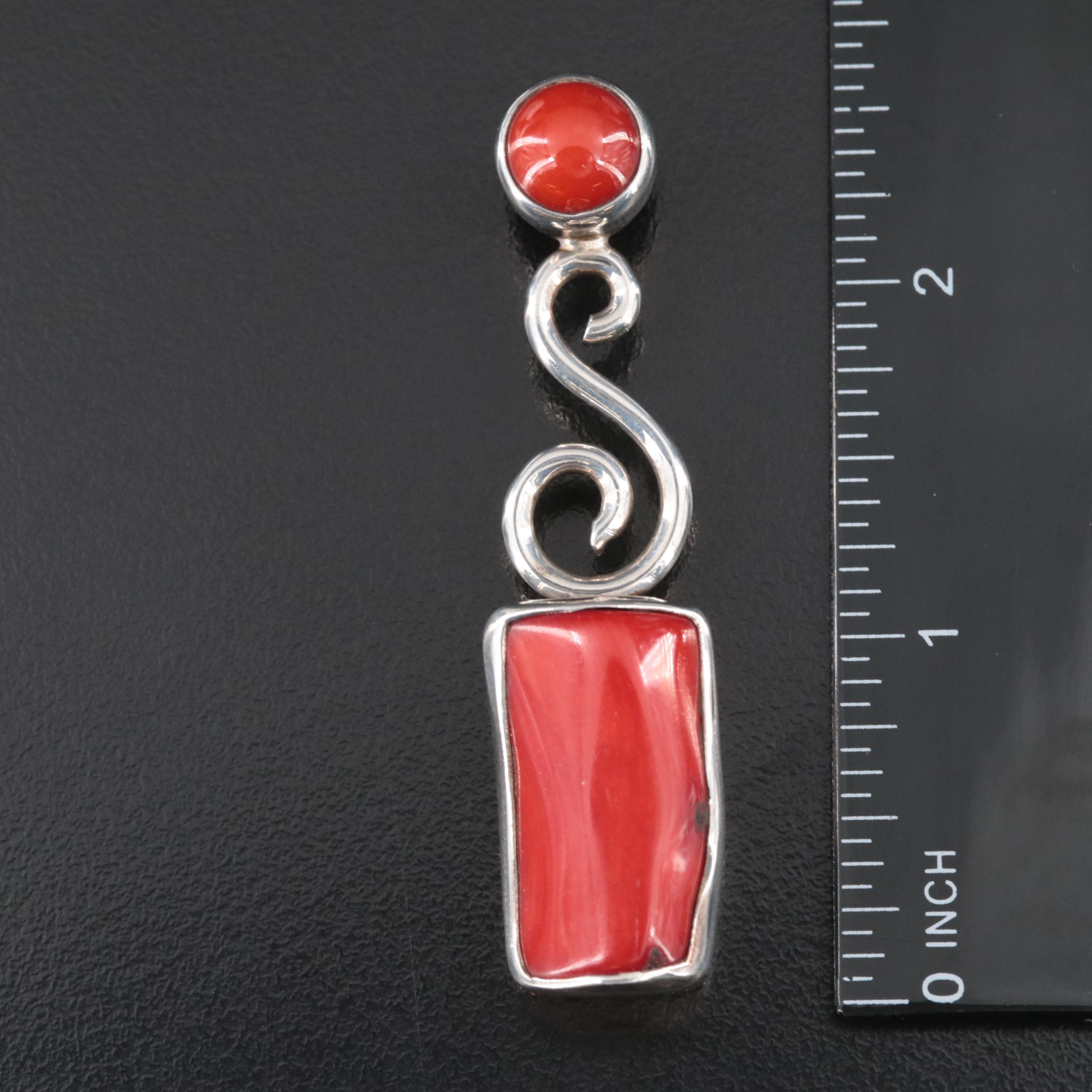 Charles Albert Sterling Coral Pendant