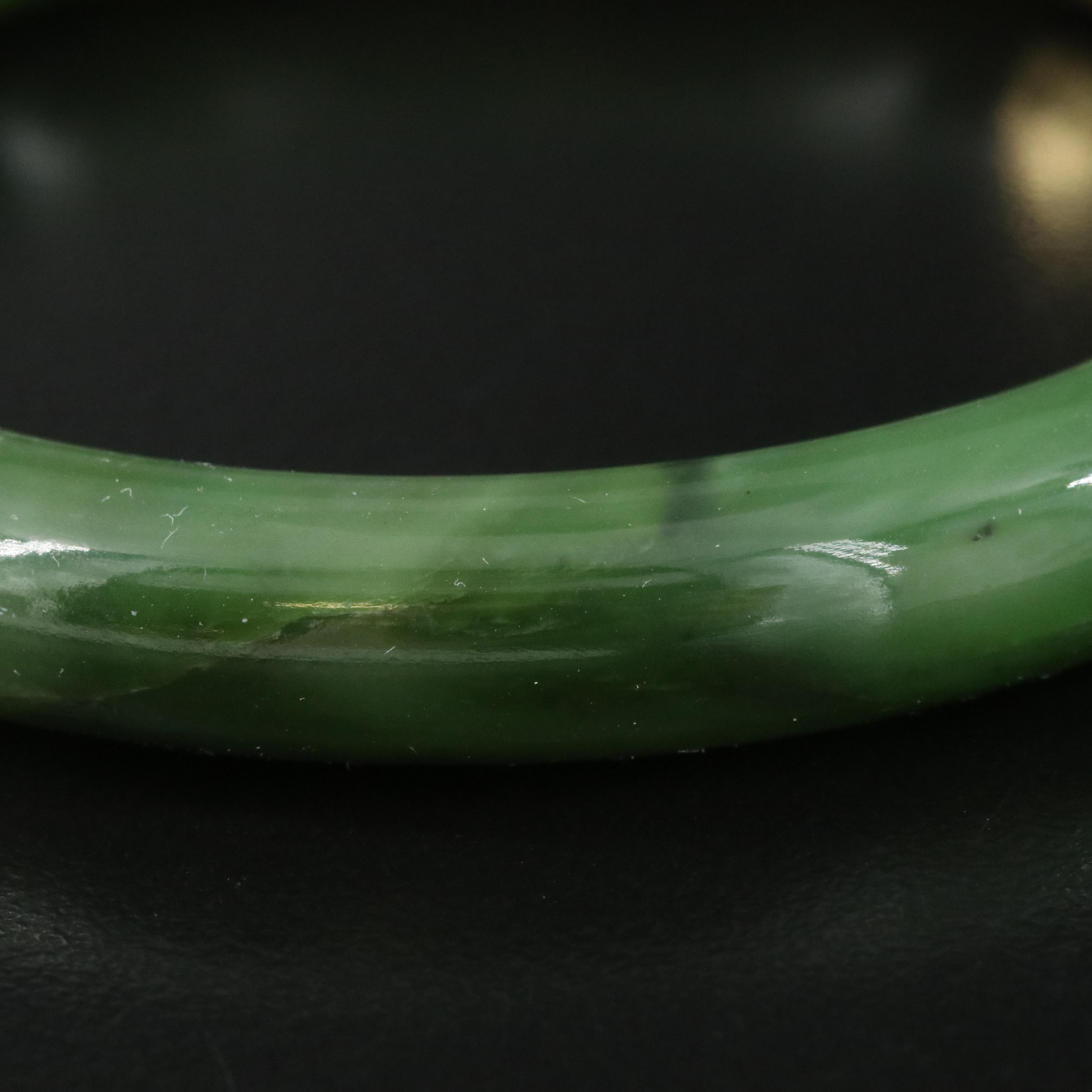 Nephrite Hinged Bangle with 14K Clasp