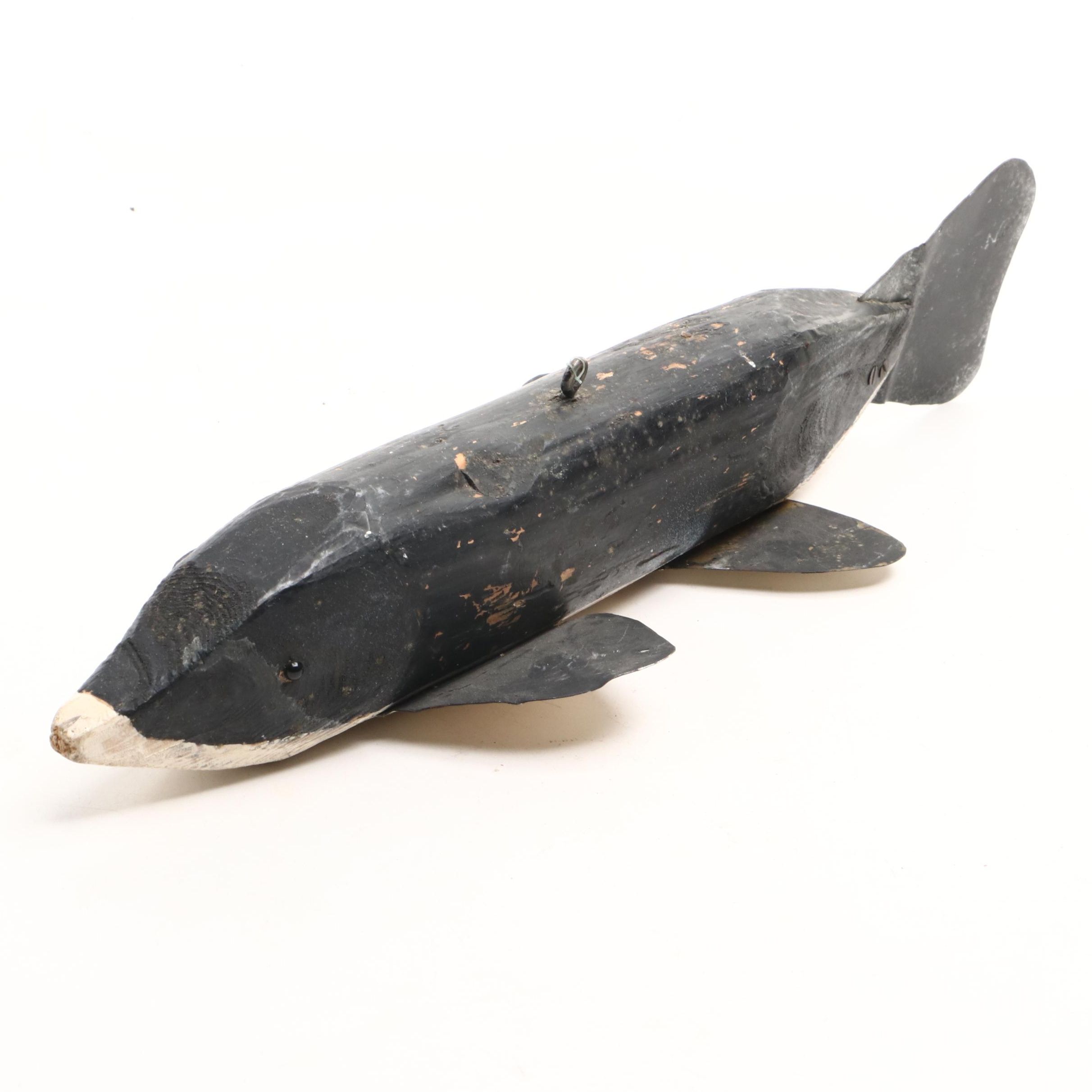 Handcrafted Wooden and Metal Spear Fishing Decoy, Vintage