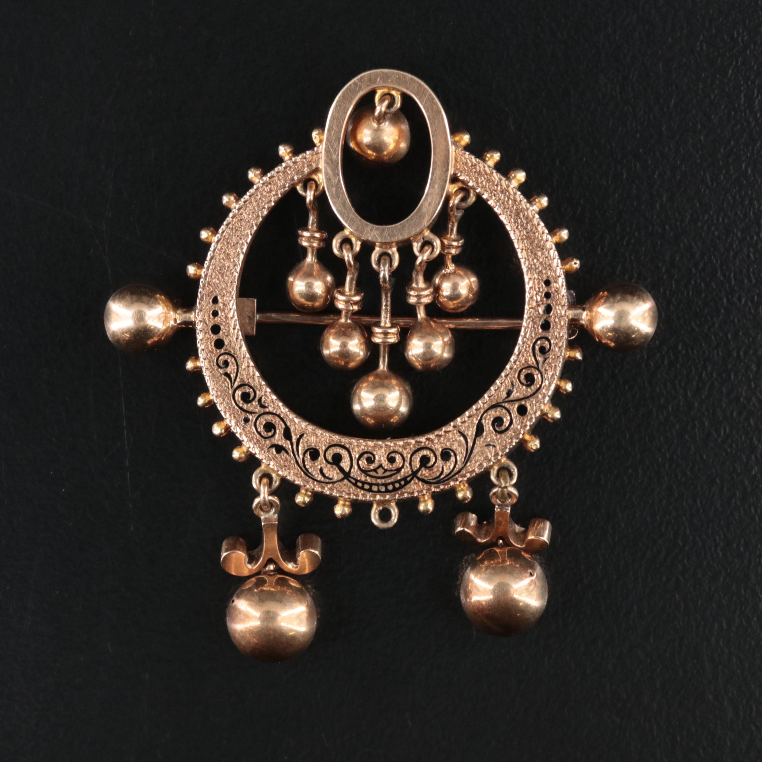 Victorian 14K Enamel Brooch