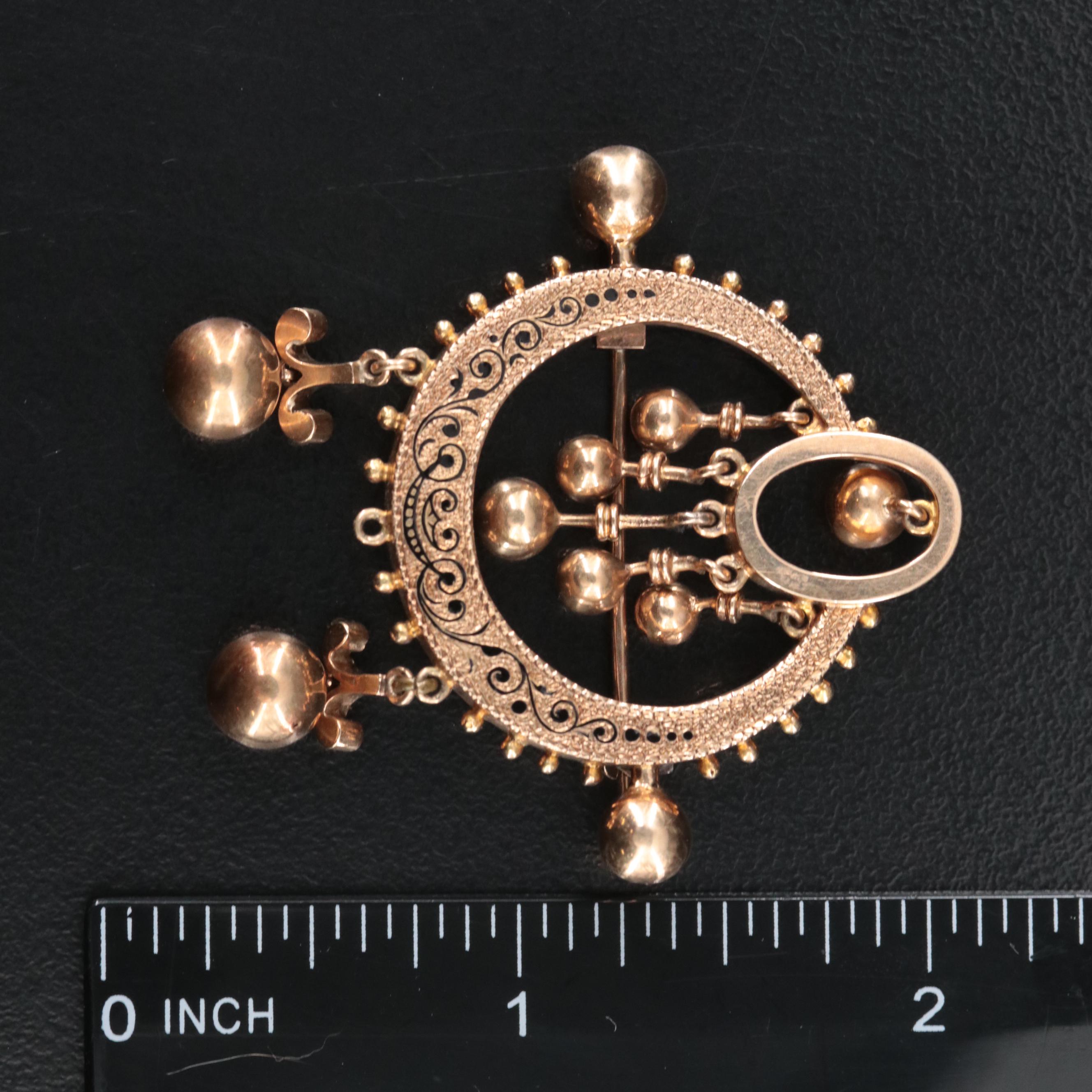 Victorian 14K Enamel Brooch