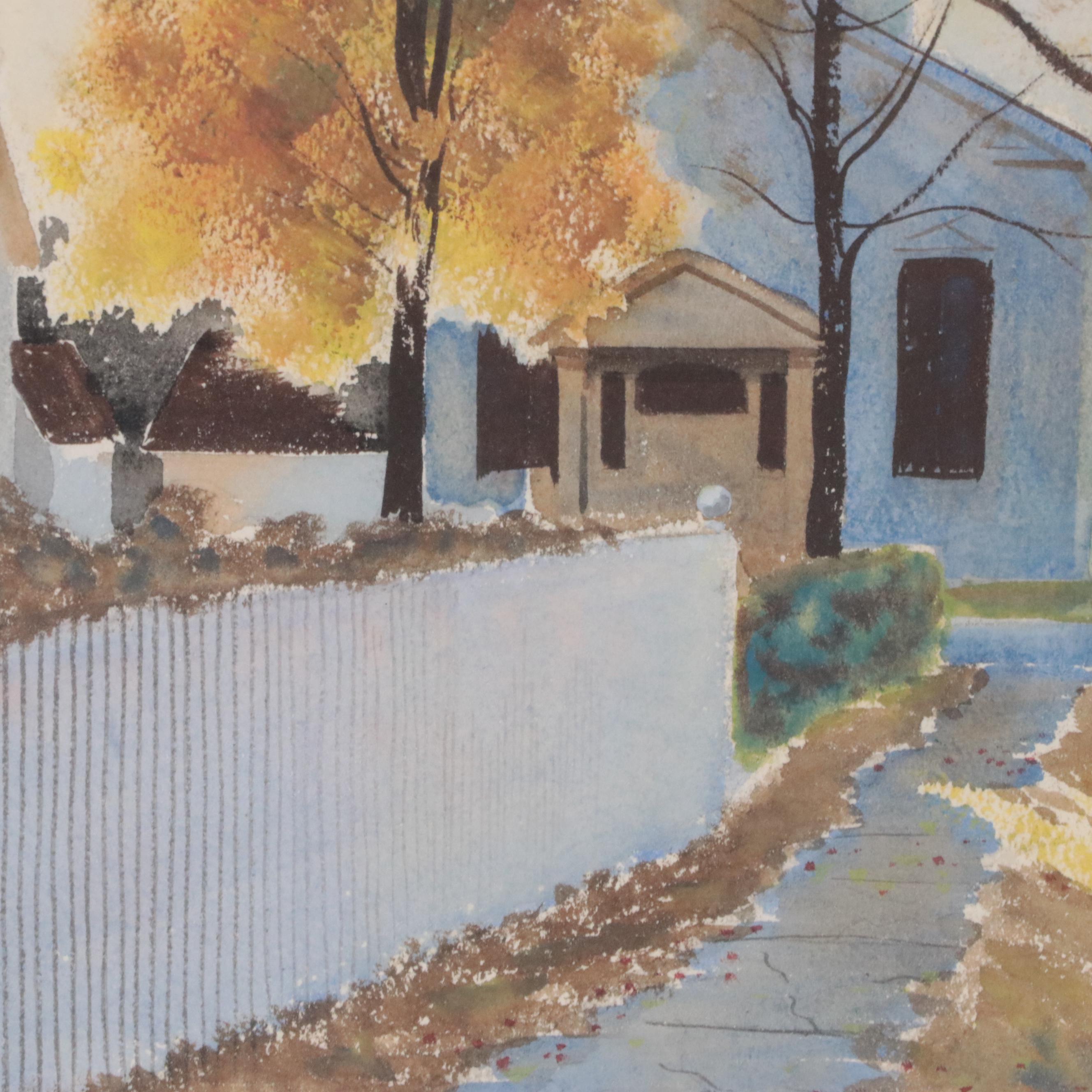 Elmer W. Miller Watercolor Painting of Church, 1954
