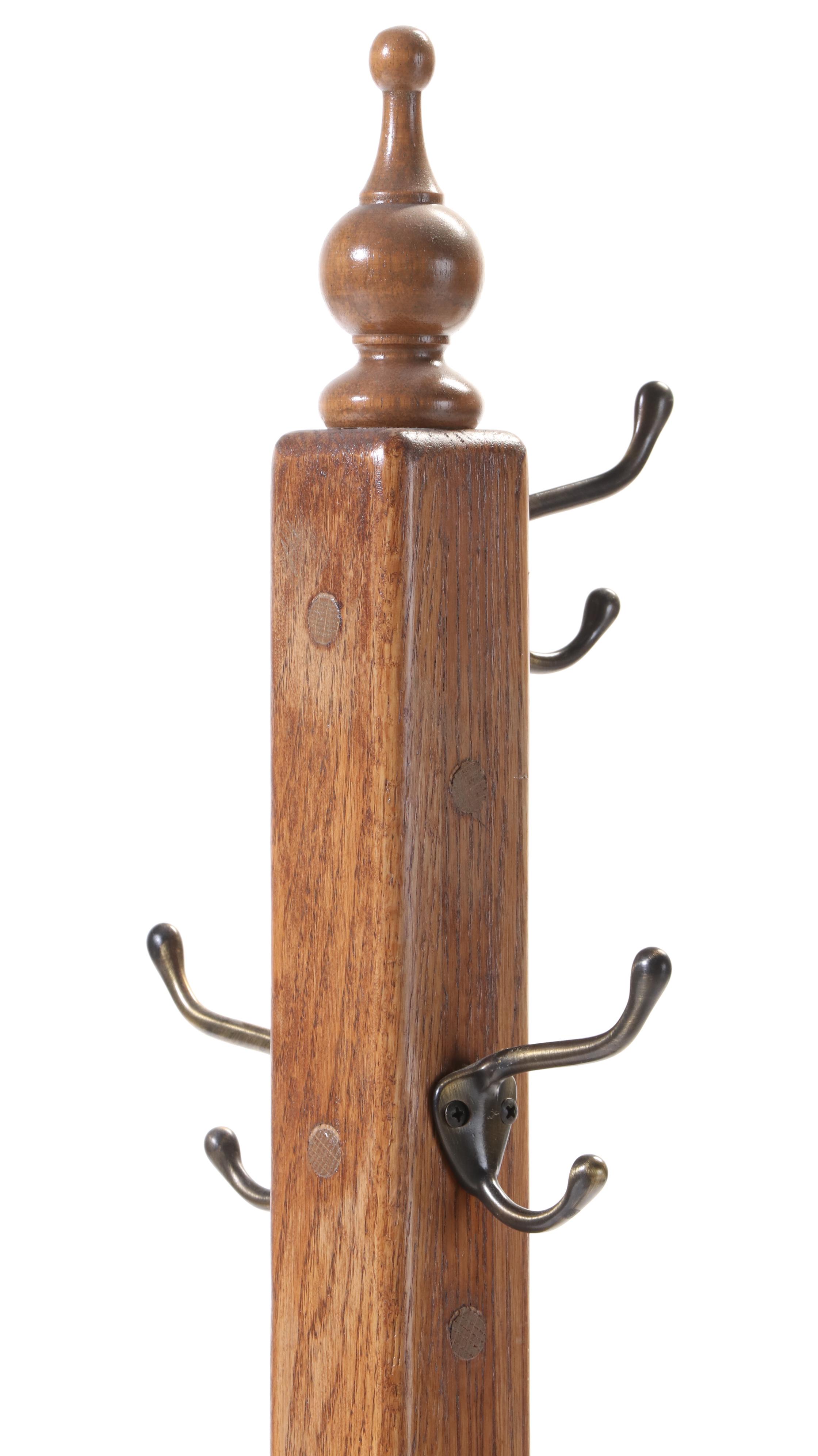 Oak Wood Standing Coat Rack