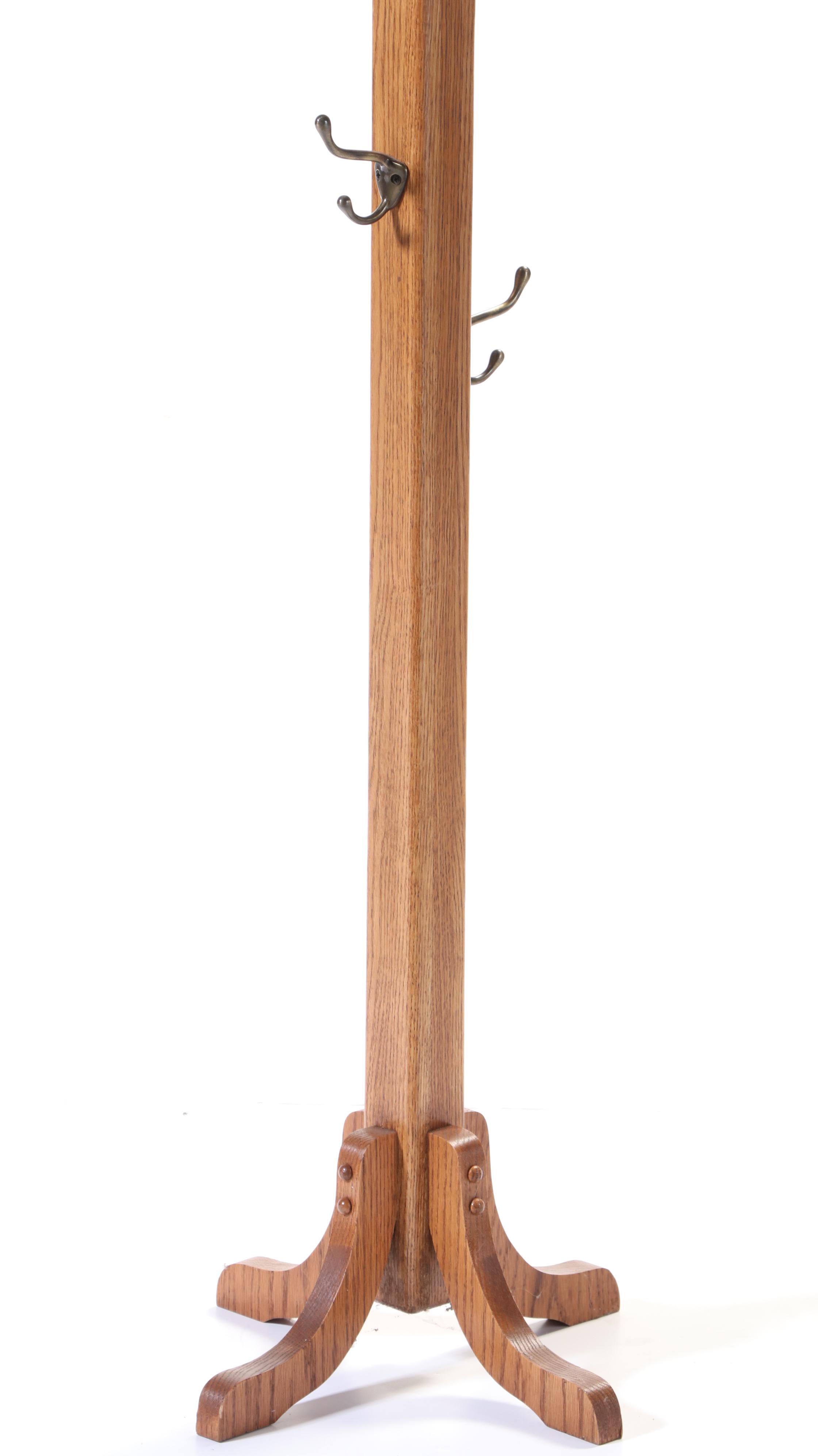 Oak Wood Standing Coat Rack