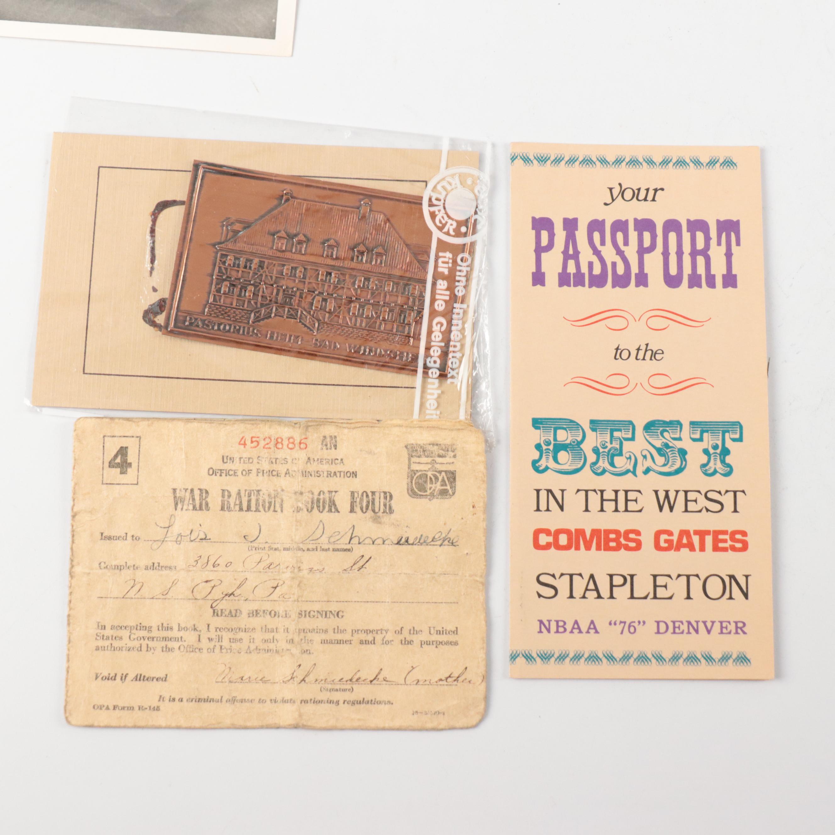 World War II Ration Book with Photographs, Magazines, Map and More