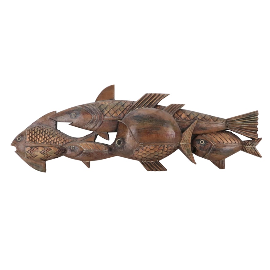 Vanguard Studios Wood-Semblance Vanathane Sculpture of Fish, 1972