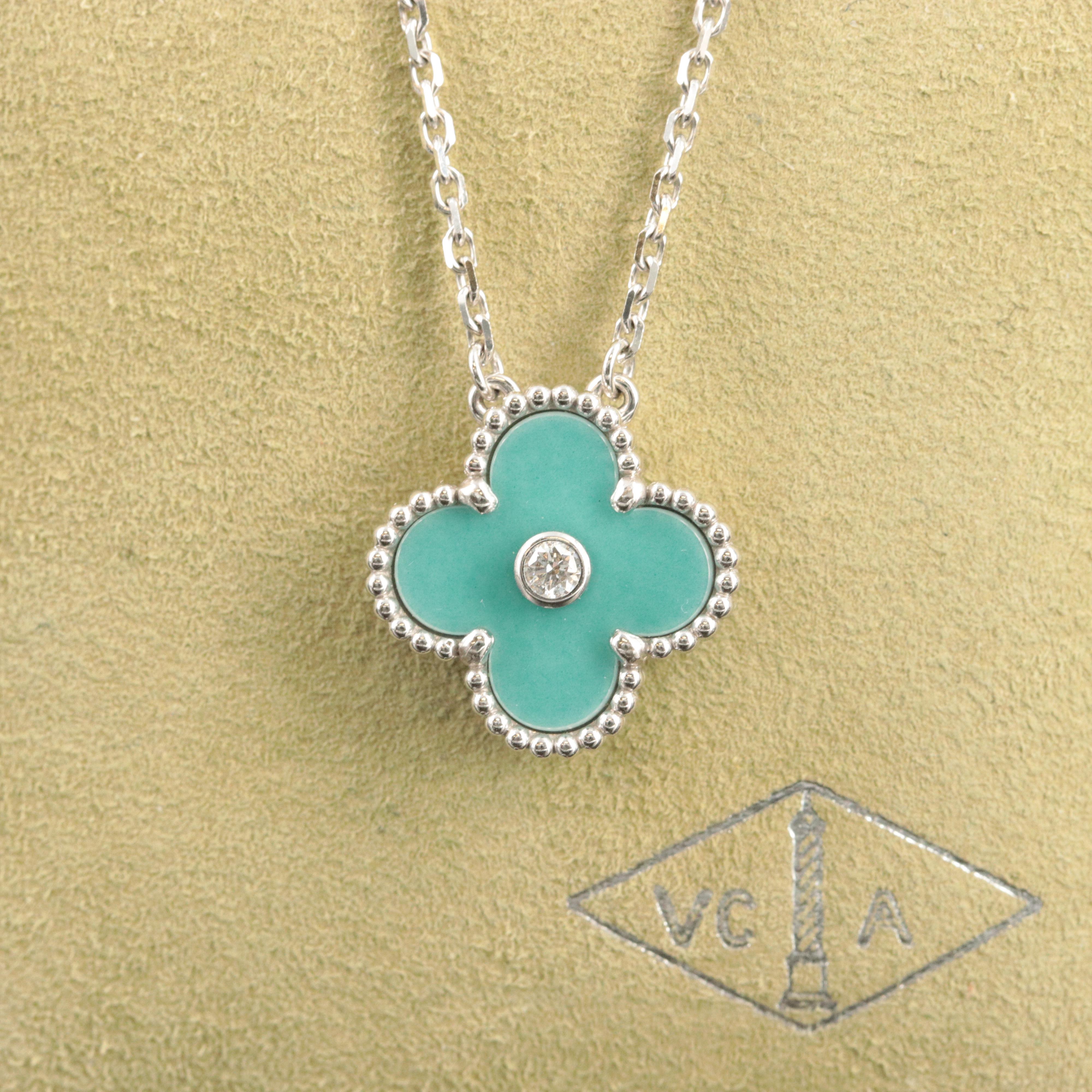 Van Cleef & Arpels 'Vintage Alhambra' 18K, Porcelain and Diamond Necklace