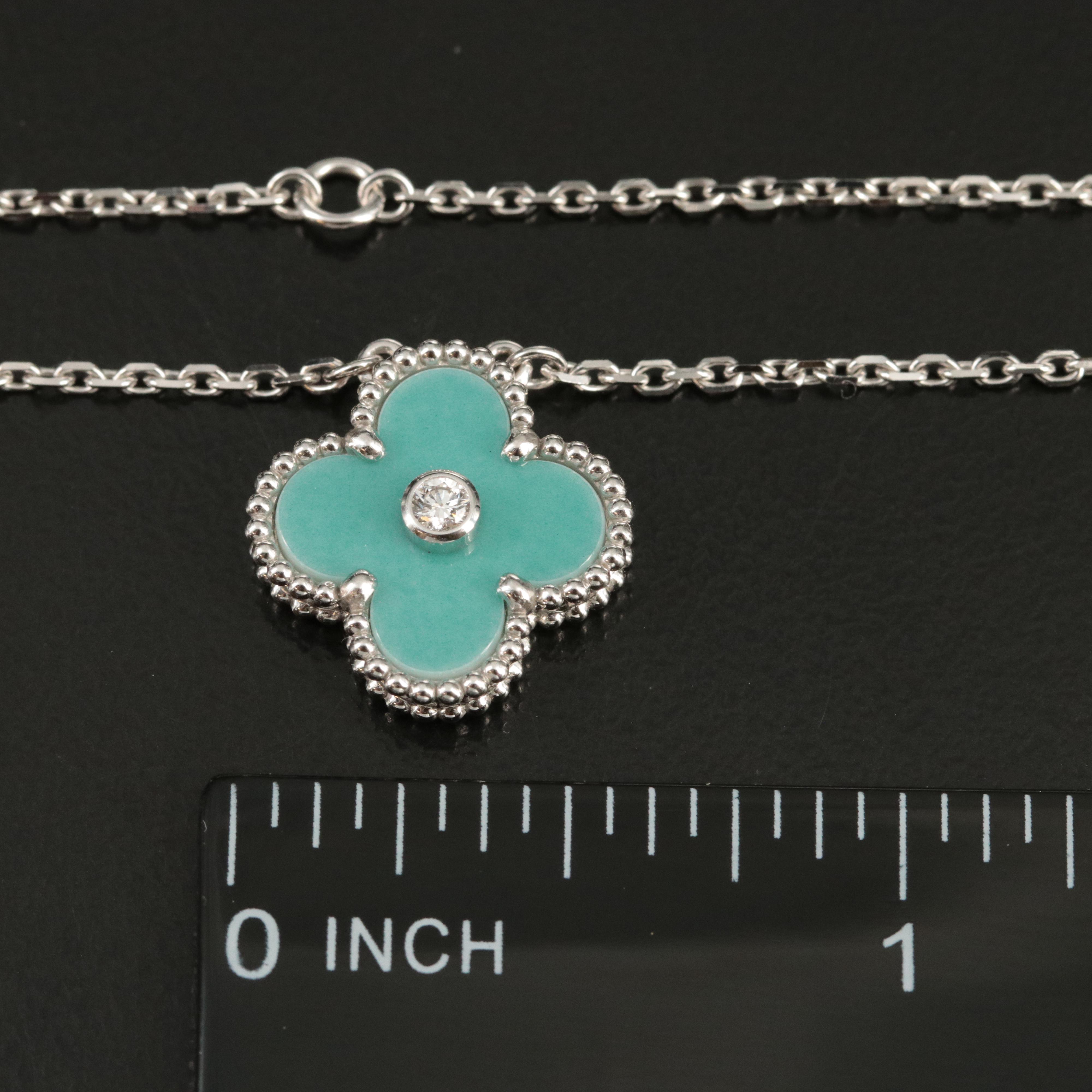 Van Cleef & Arpels 'Vintage Alhambra' 18K, Porcelain and Diamond Necklace