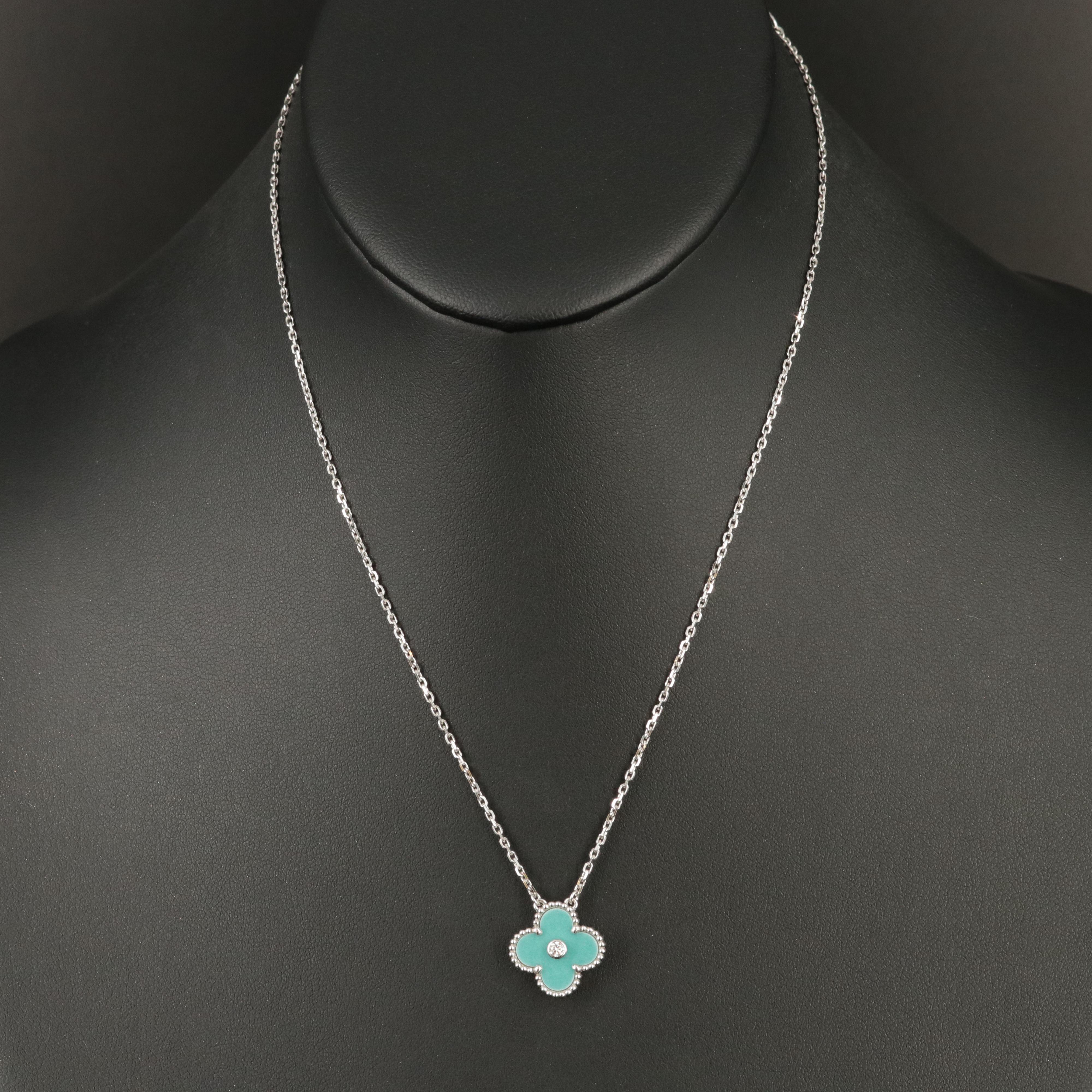 Van Cleef & Arpels 'Vintage Alhambra' 18K, Porcelain and Diamond Necklace