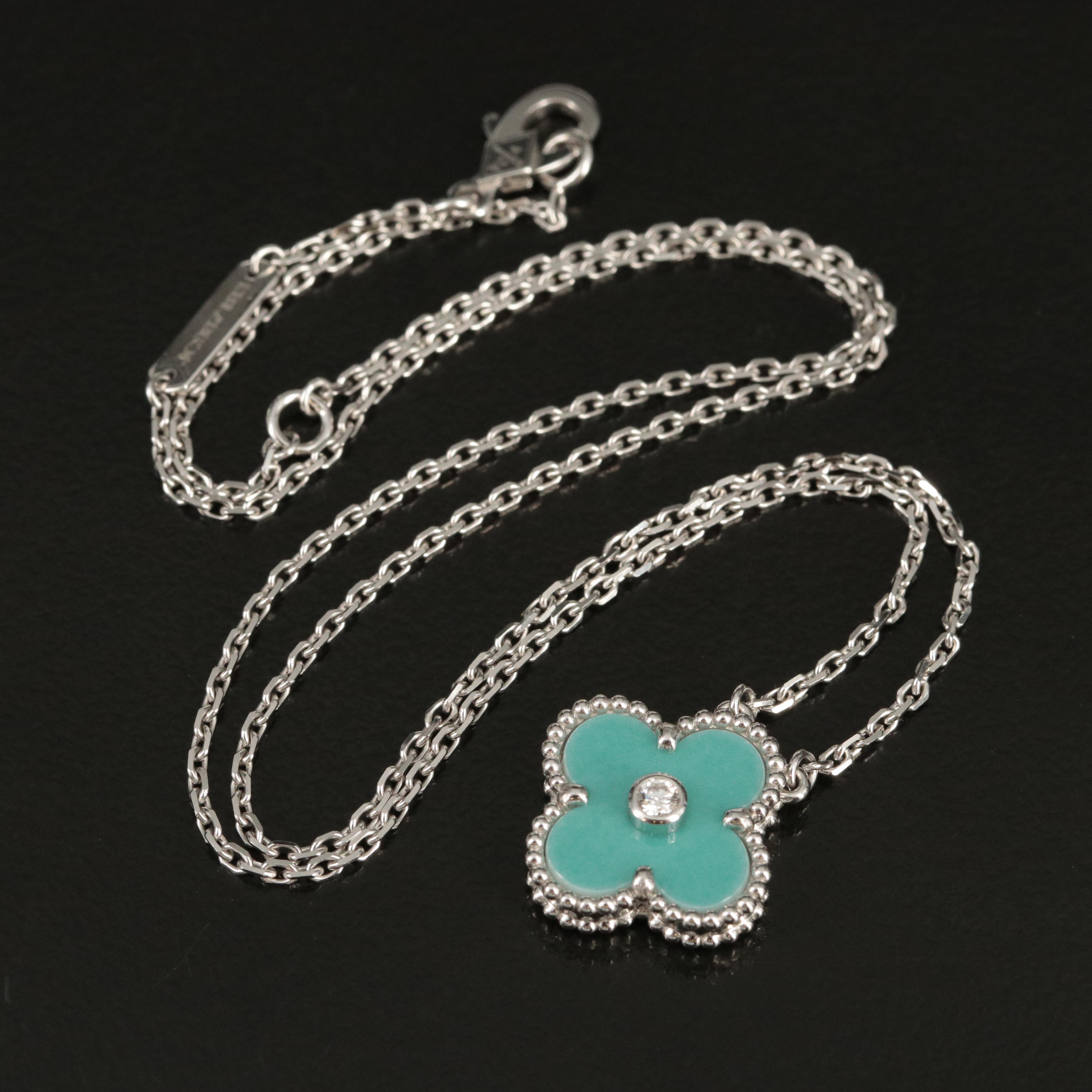 Van Cleef & Arpels 'Vintage Alhambra' 18K, Porcelain and Diamond Necklace