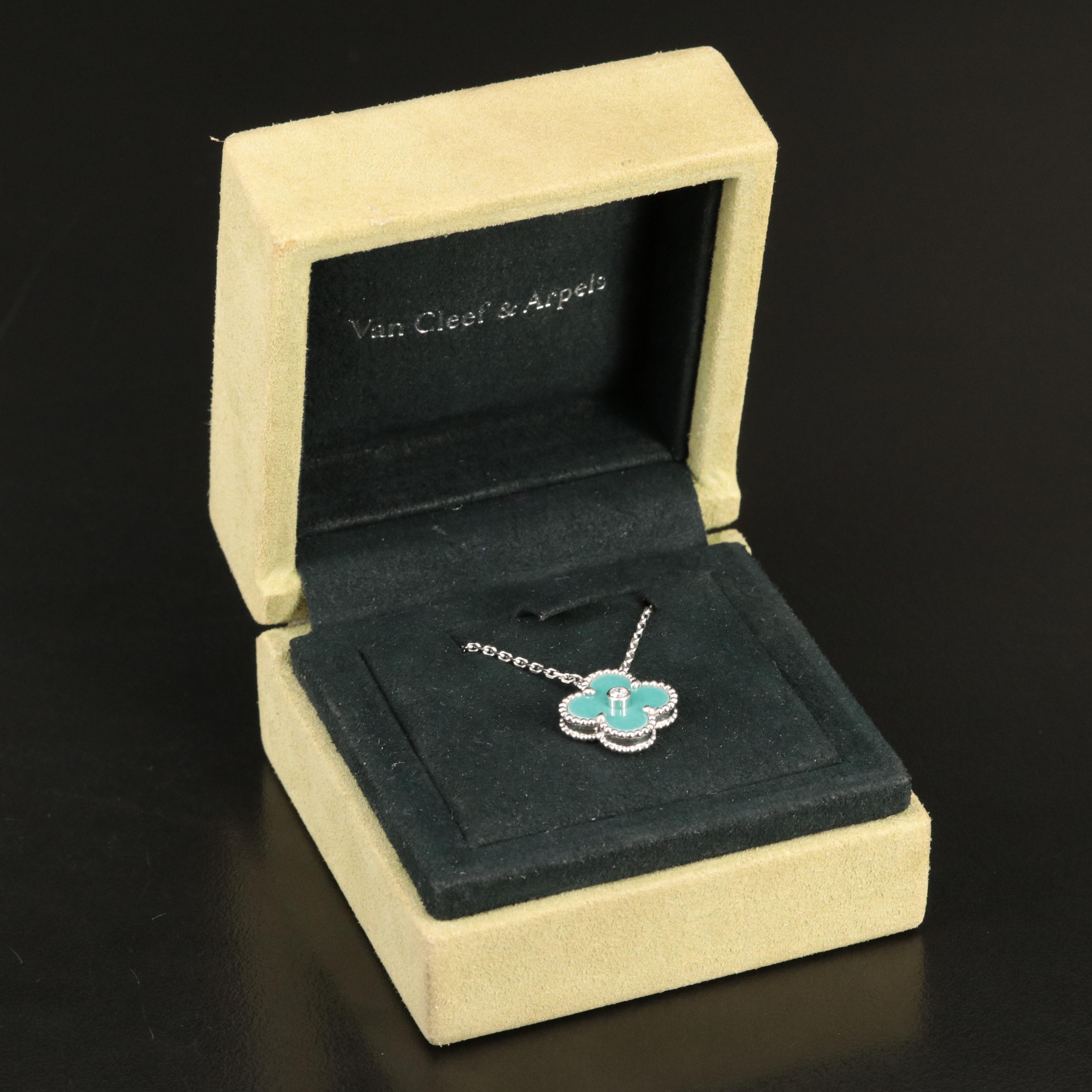 Van Cleef & Arpels 'Vintage Alhambra' 18K, Porcelain and Diamond Necklace