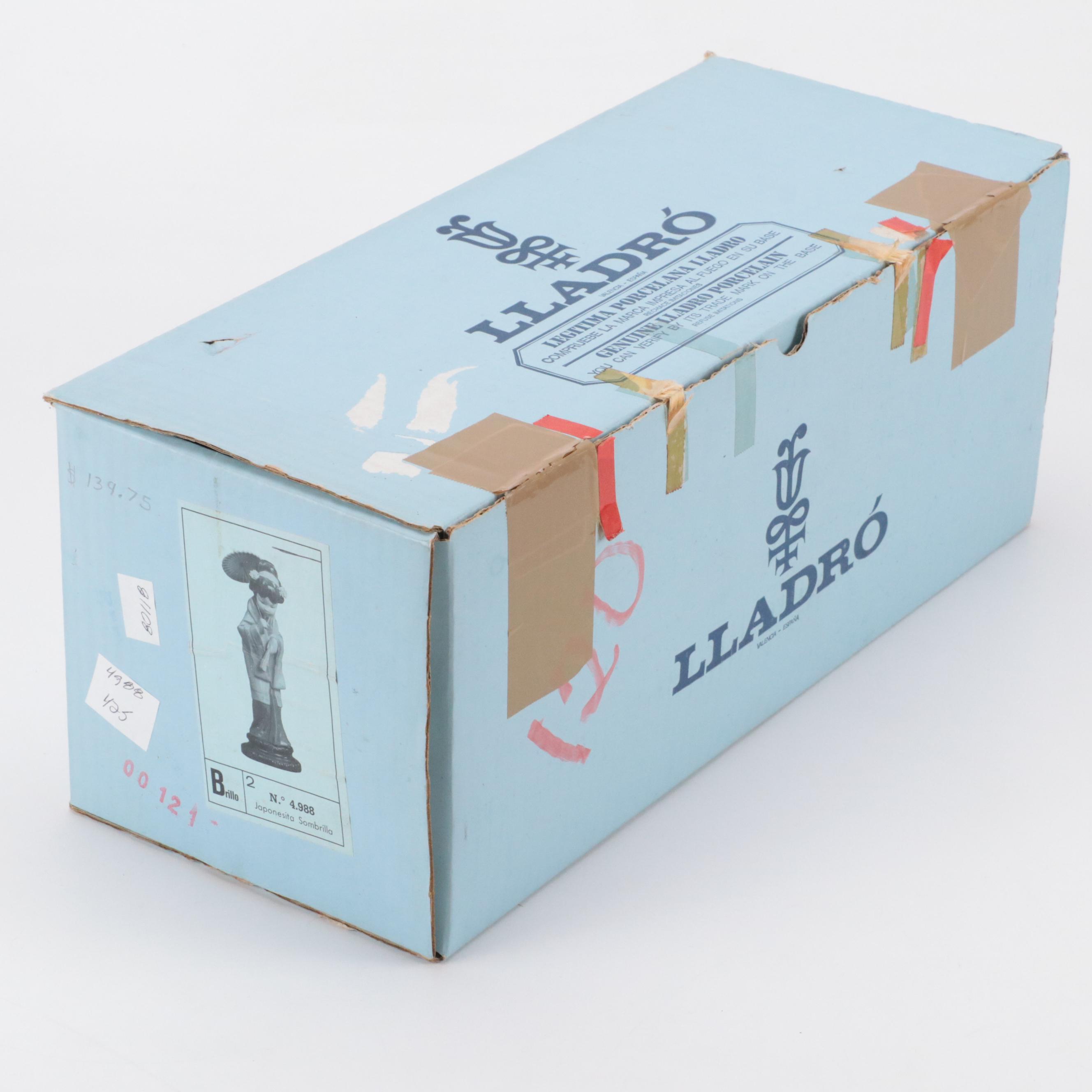 Lladró "Lady with Umbrella" Porcelain Figurine #4988 with Original Box