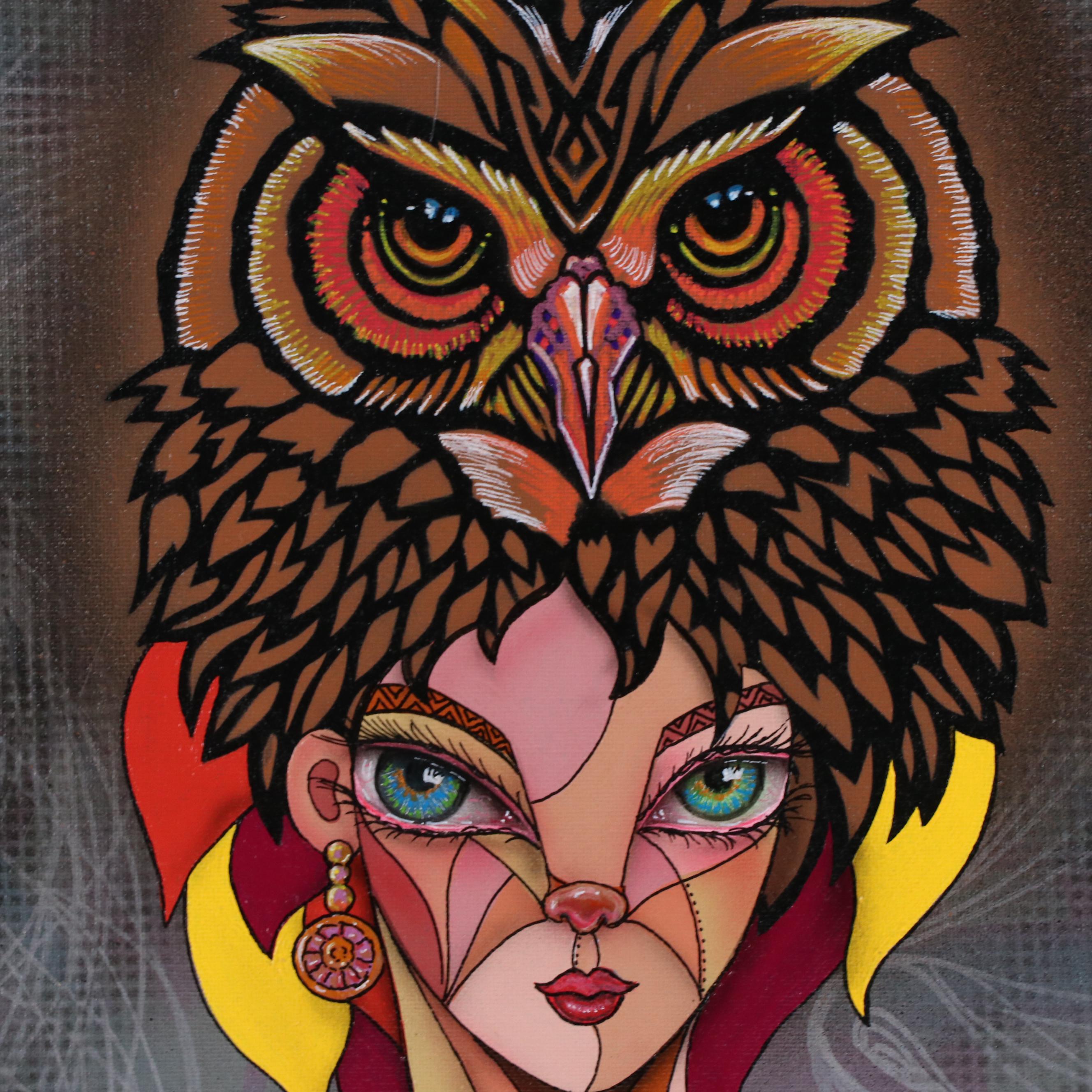 Ricardo Maya Surrealist Mixed Media Portrait, 21st Century