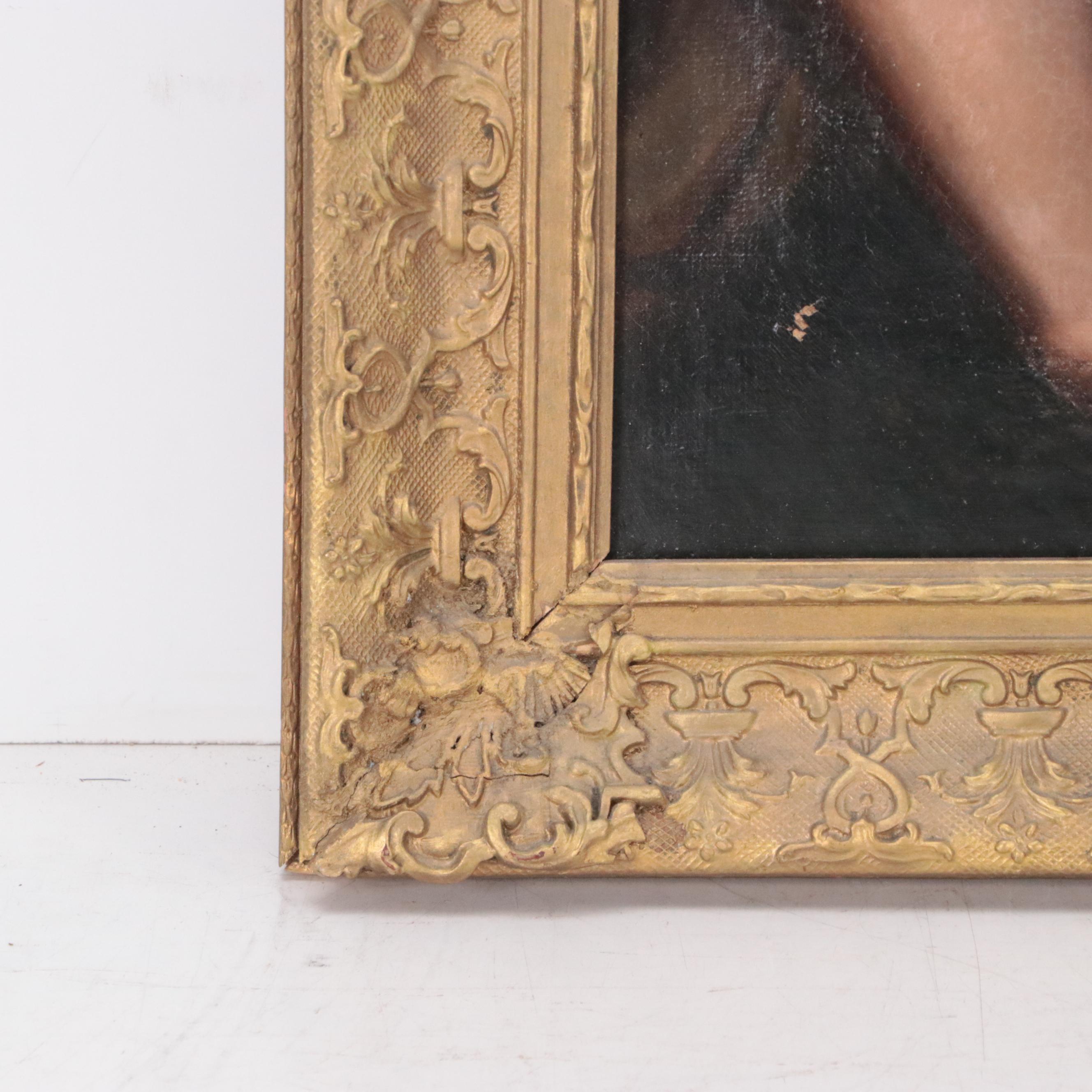 Oil Painting Portrait of Partially Nude Female, 19th Century