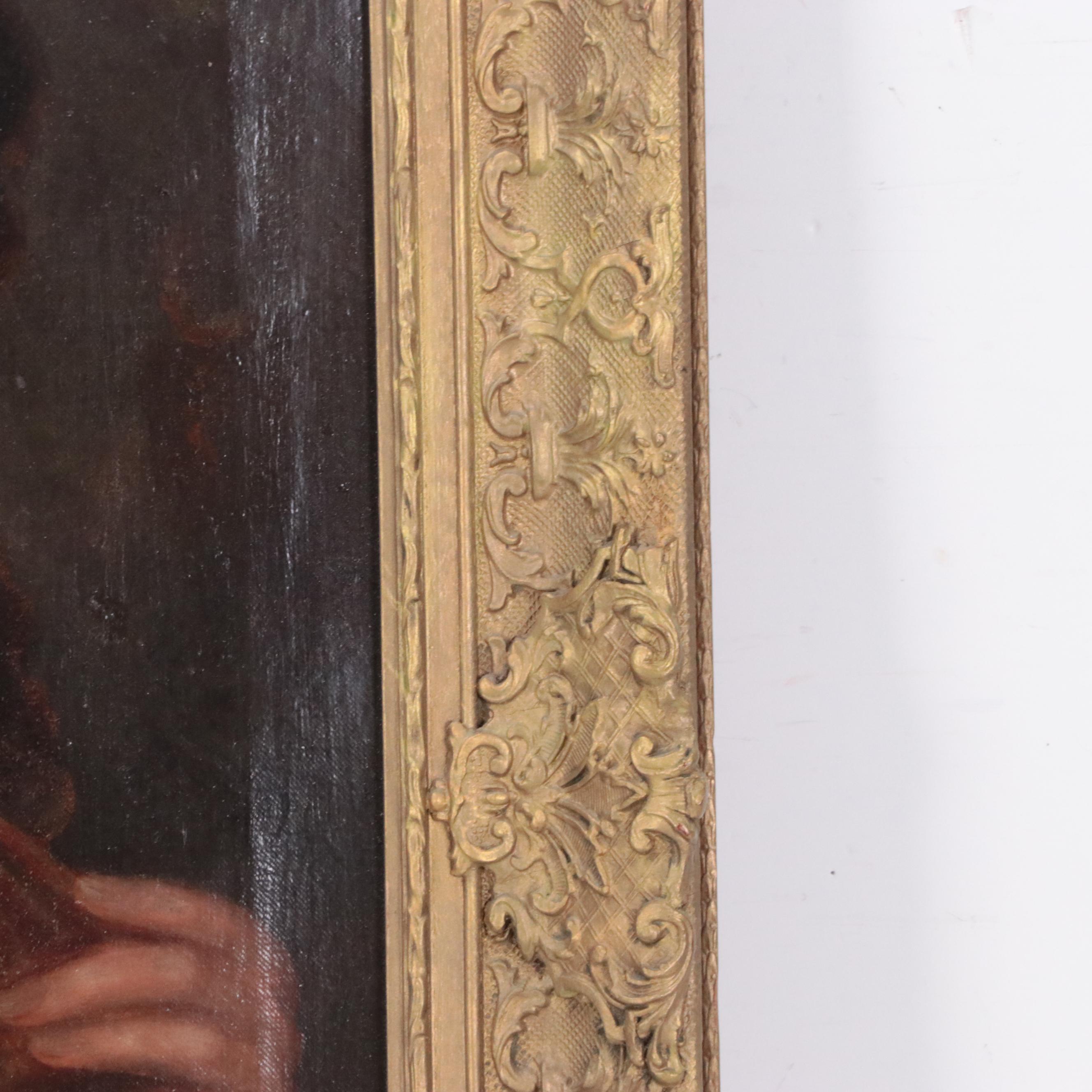 Oil Painting Portrait of Partially Nude Female, 19th Century