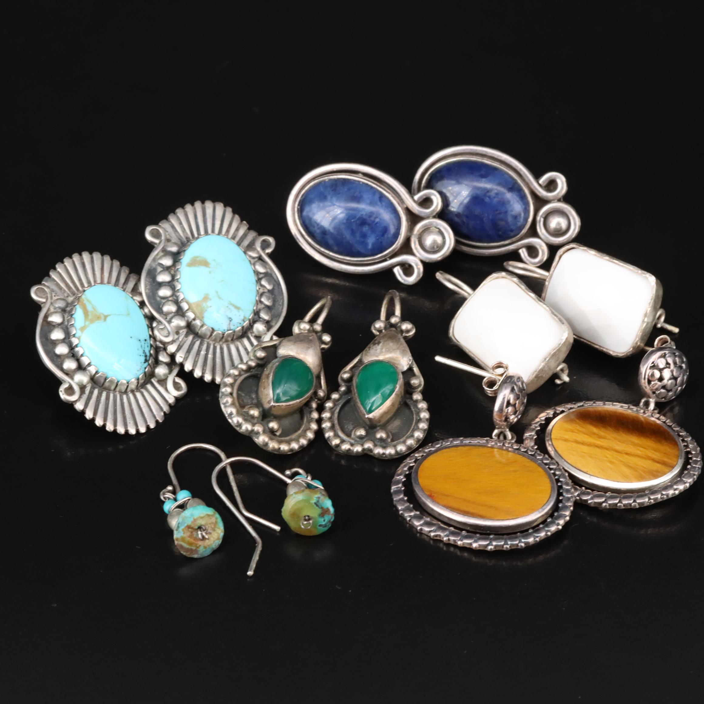 Sterling Earrings Including Angeline Miller Navajo Diné with Sodalite,Turquoise