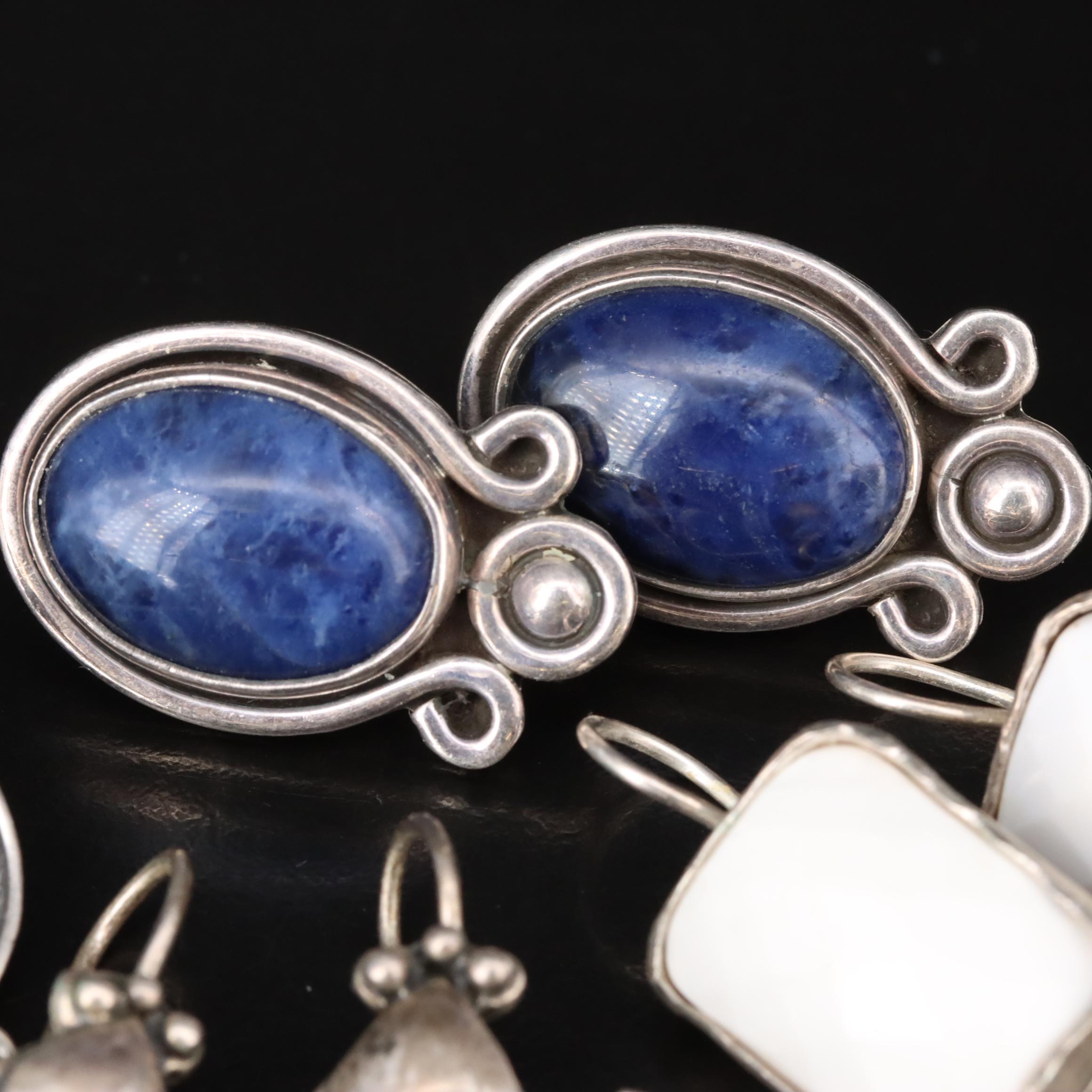 Sterling Earrings Including Angeline Miller Navajo Diné with Sodalite,Turquoise