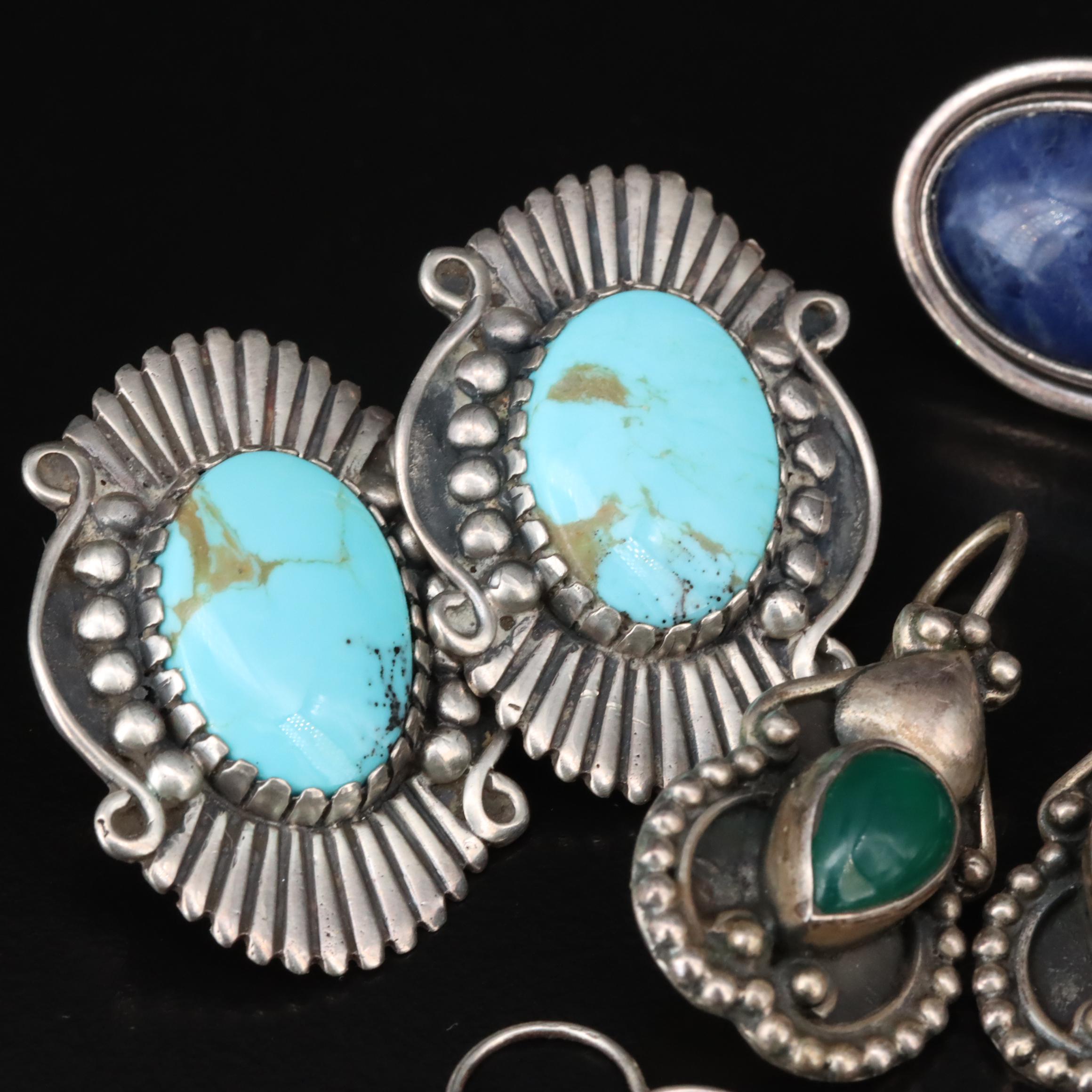 Sterling Earrings Including Angeline Miller Navajo Diné with Sodalite,Turquoise